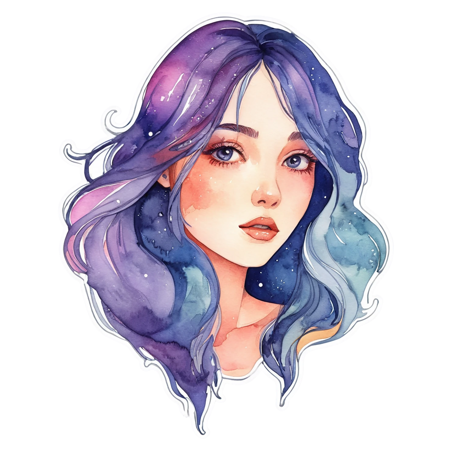 Girl watercolor sticker isolated on transparent background #17912
