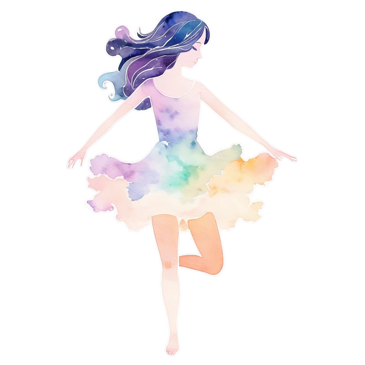 Girl watercolor sticker isolated on transparent background #17913
