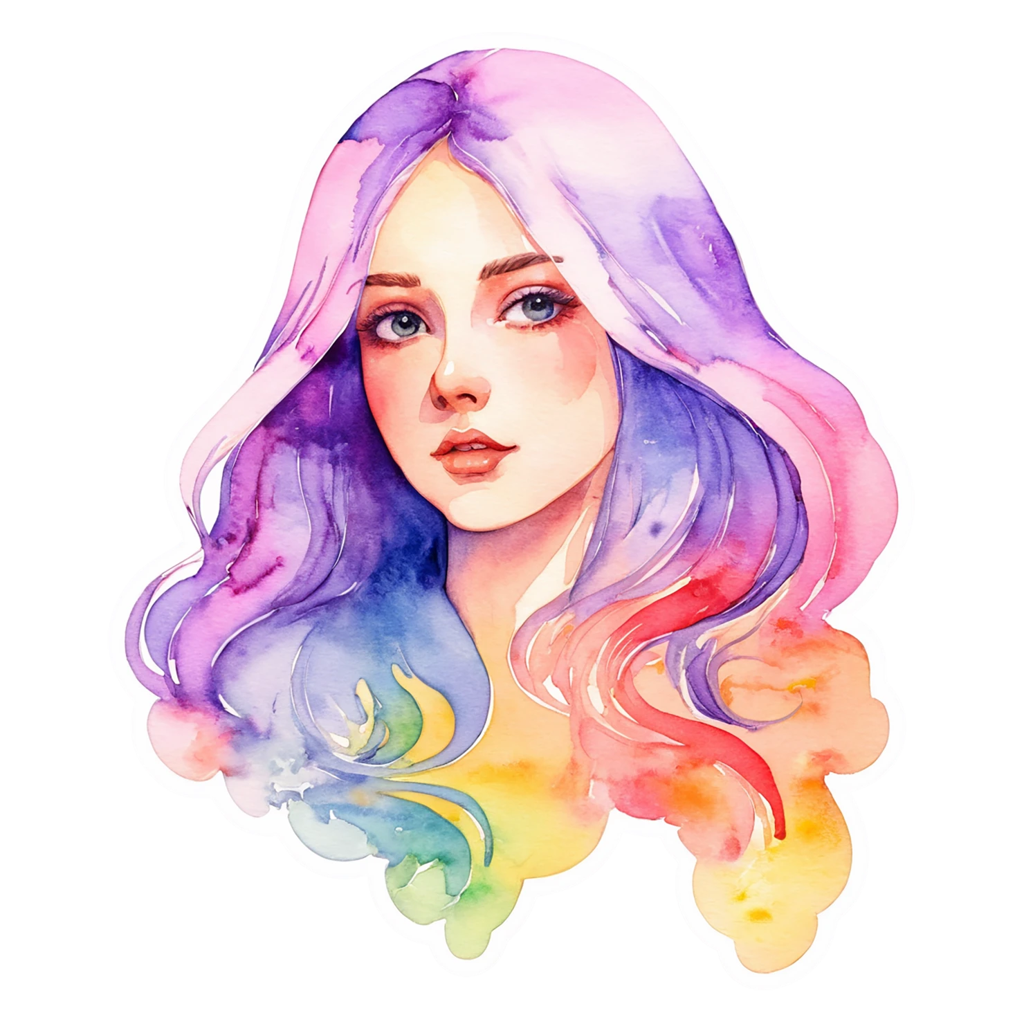 Girl watercolor sticker isolated on transparent background #17914