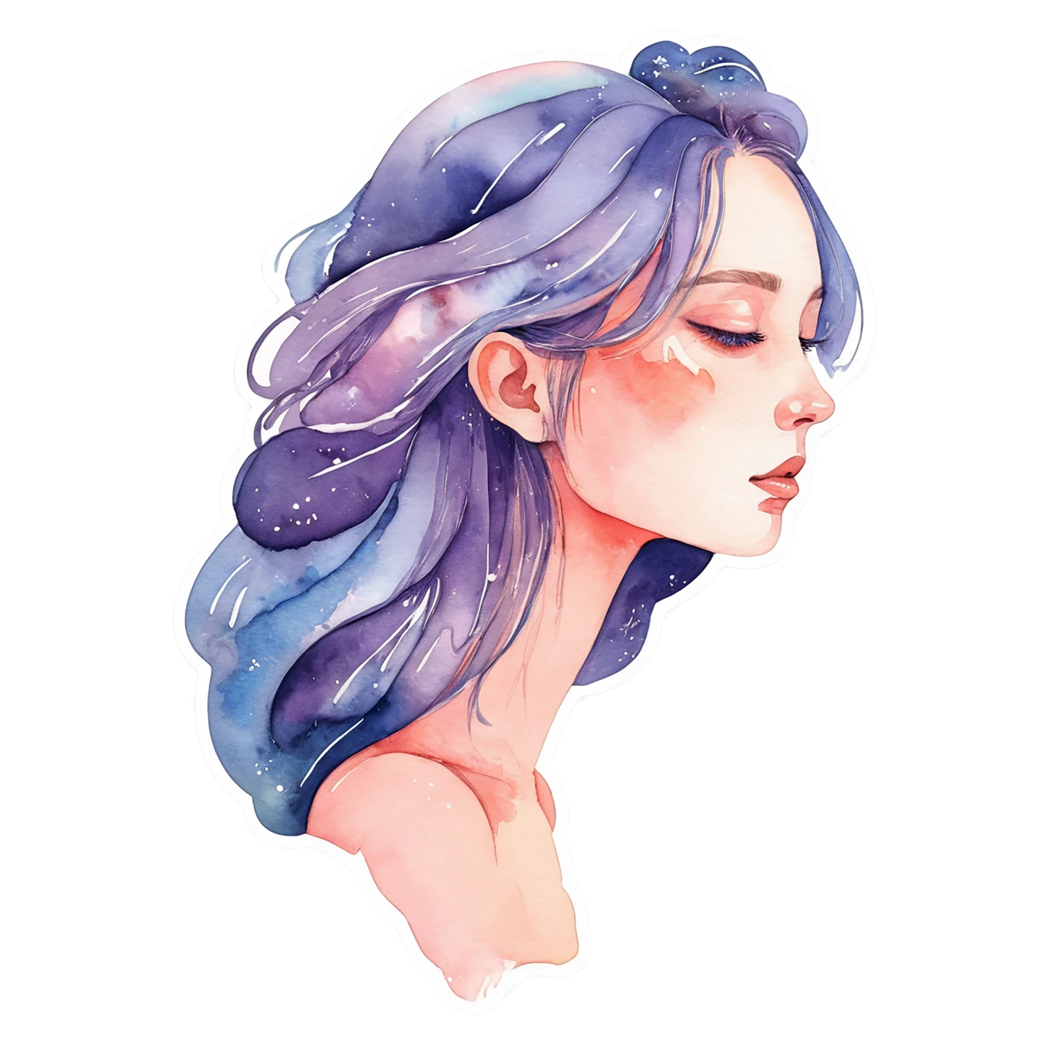 Girl watercolor sticker isolated on transparent background #17915