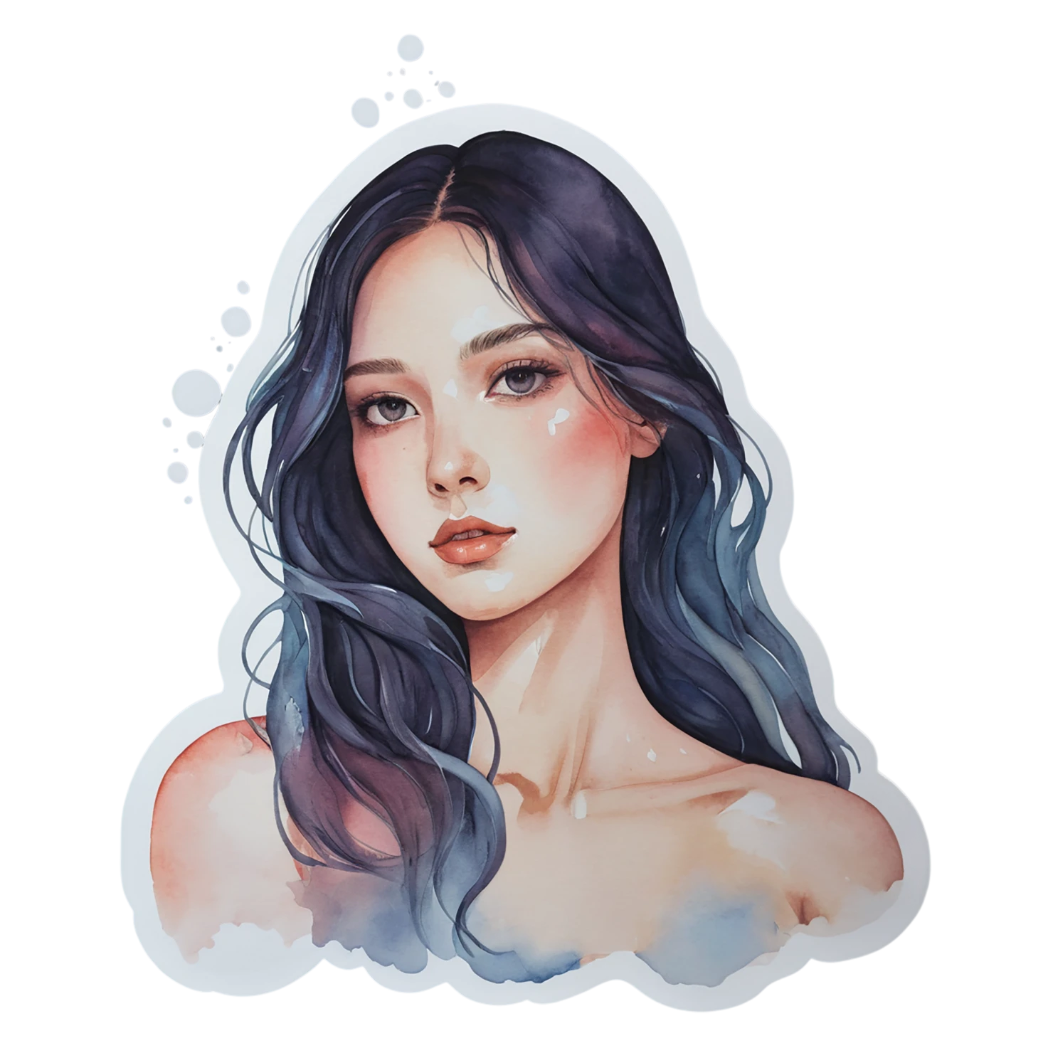 Girl watercolor sticker isolated on transparent background #17916