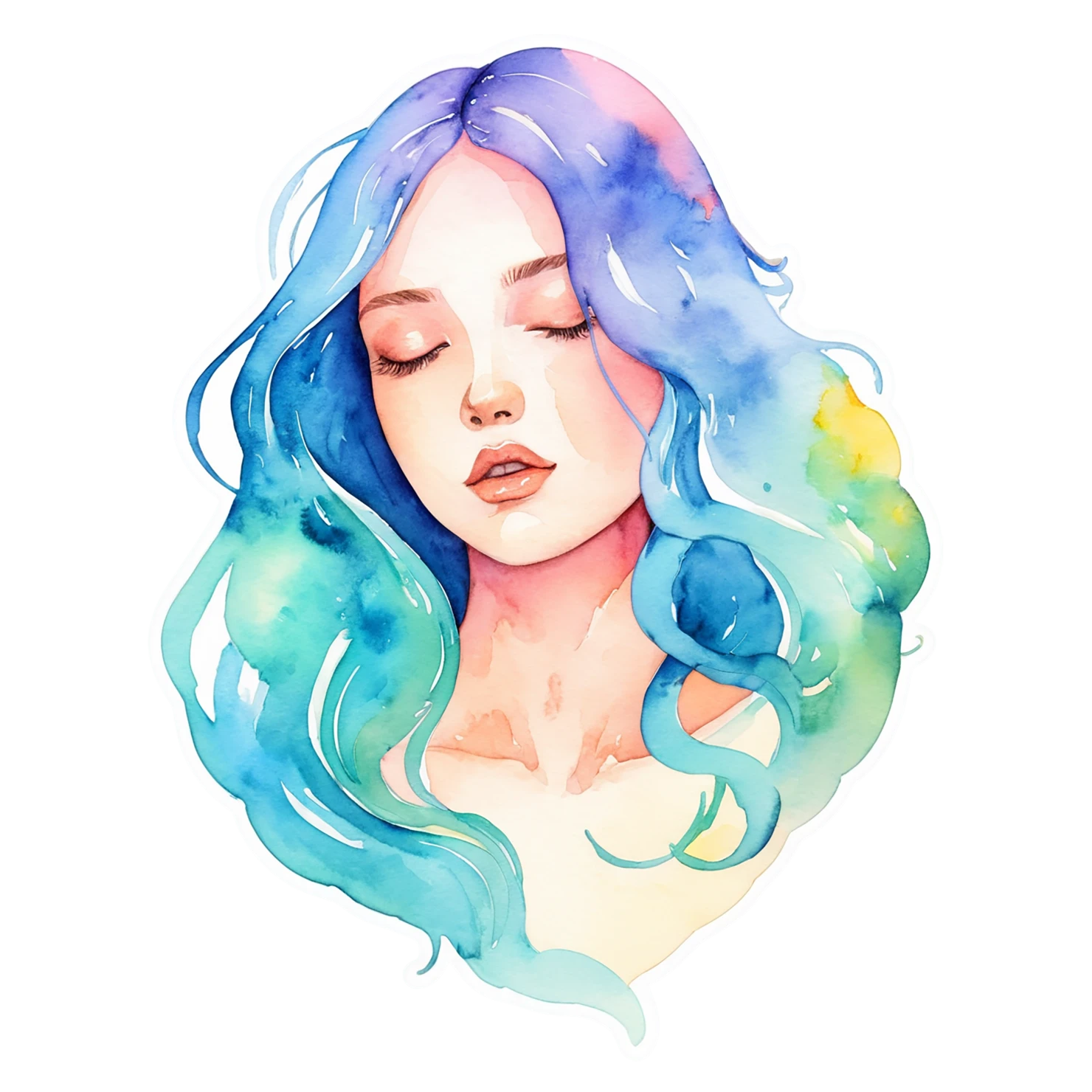 Girl watercolor sticker isolated on transparent background #17918