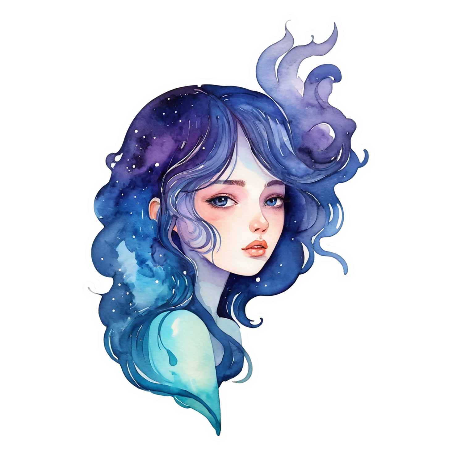 Girl watercolor sticker isolated on transparent background #17919