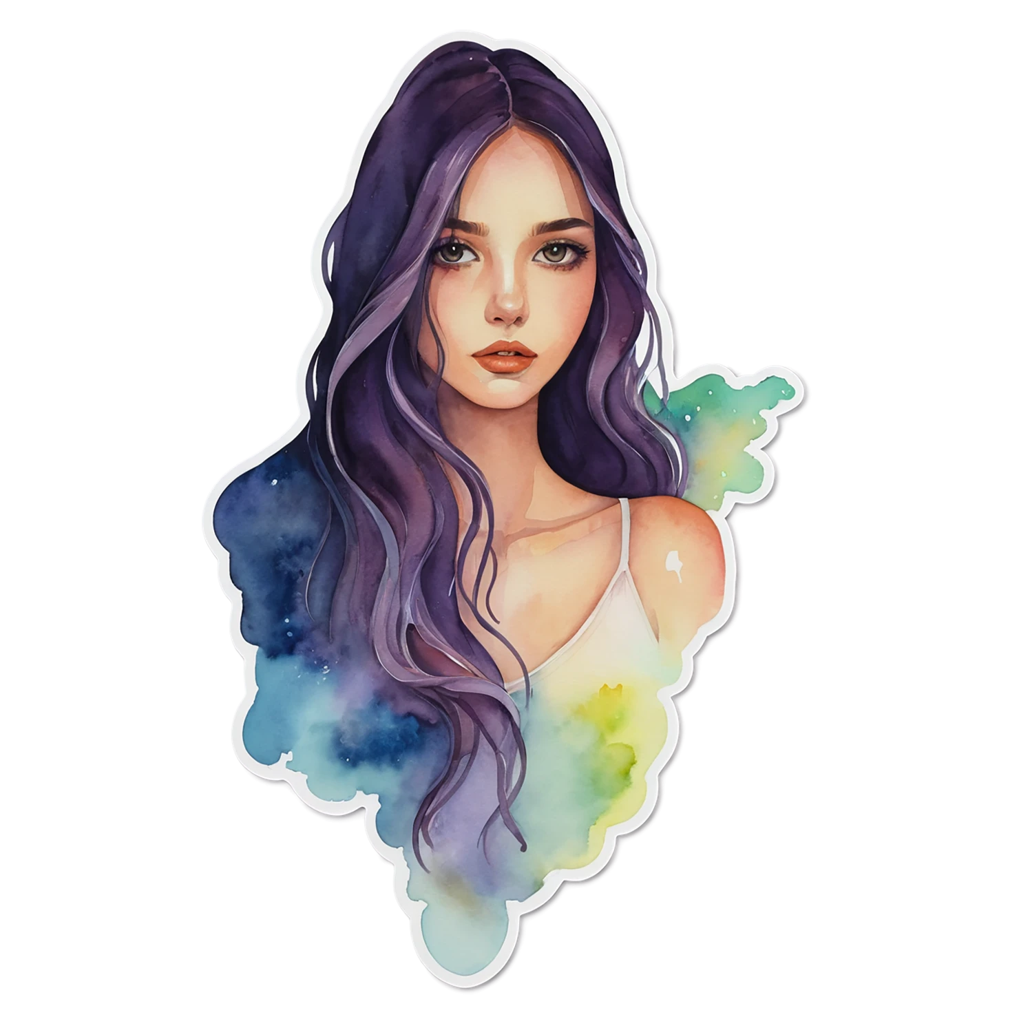 Girl watercolor sticker isolated on transparent background #17920