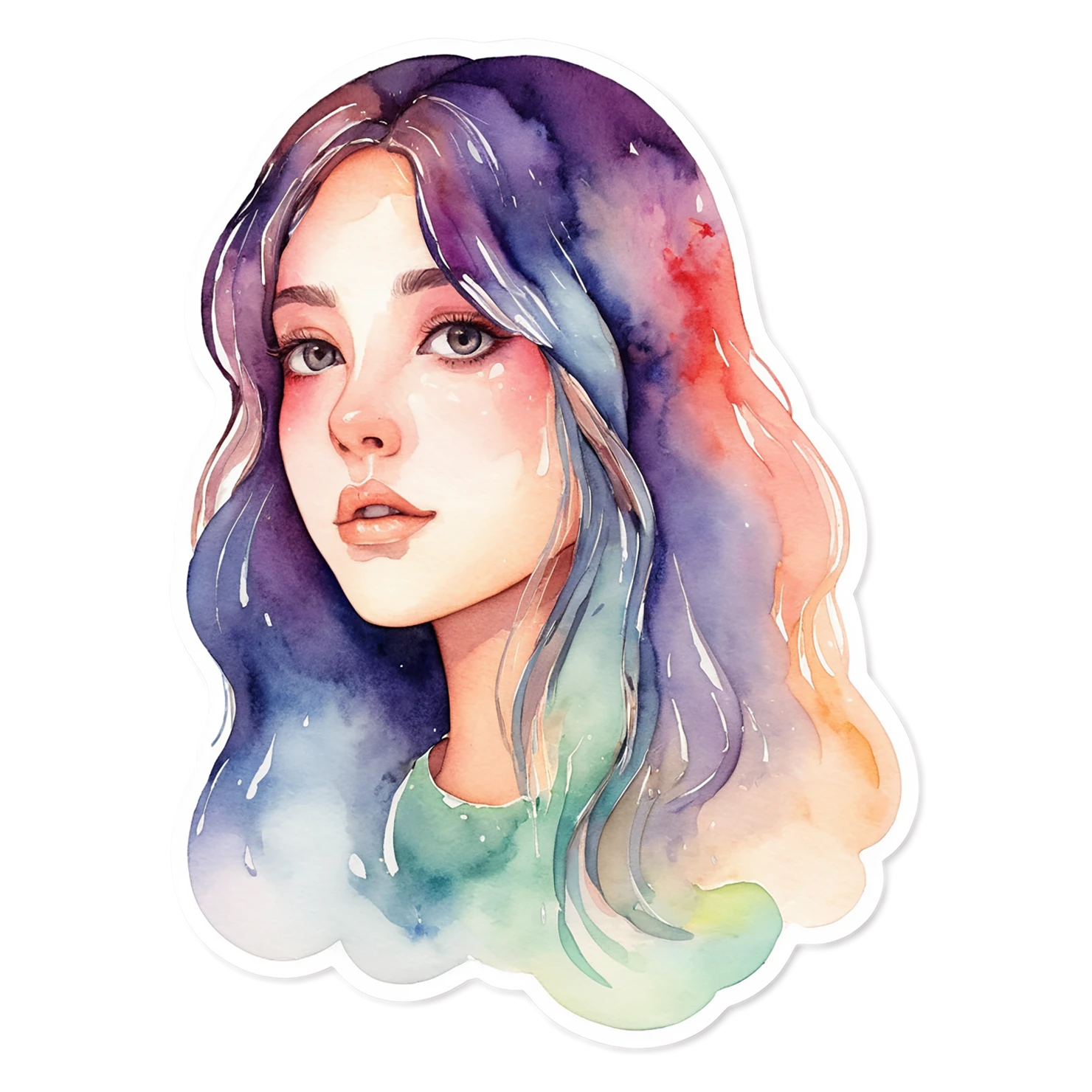 Girl watercolor sticker isolated on transparent background #17921