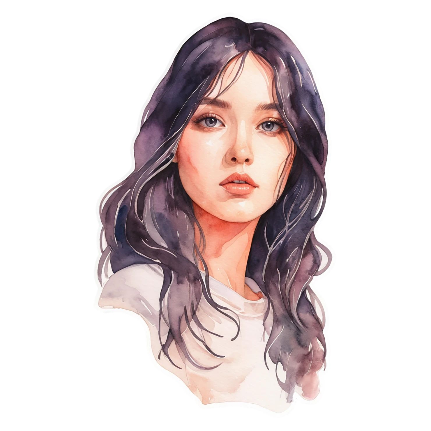 Girl watercolor sticker isolated on transparent background #17922