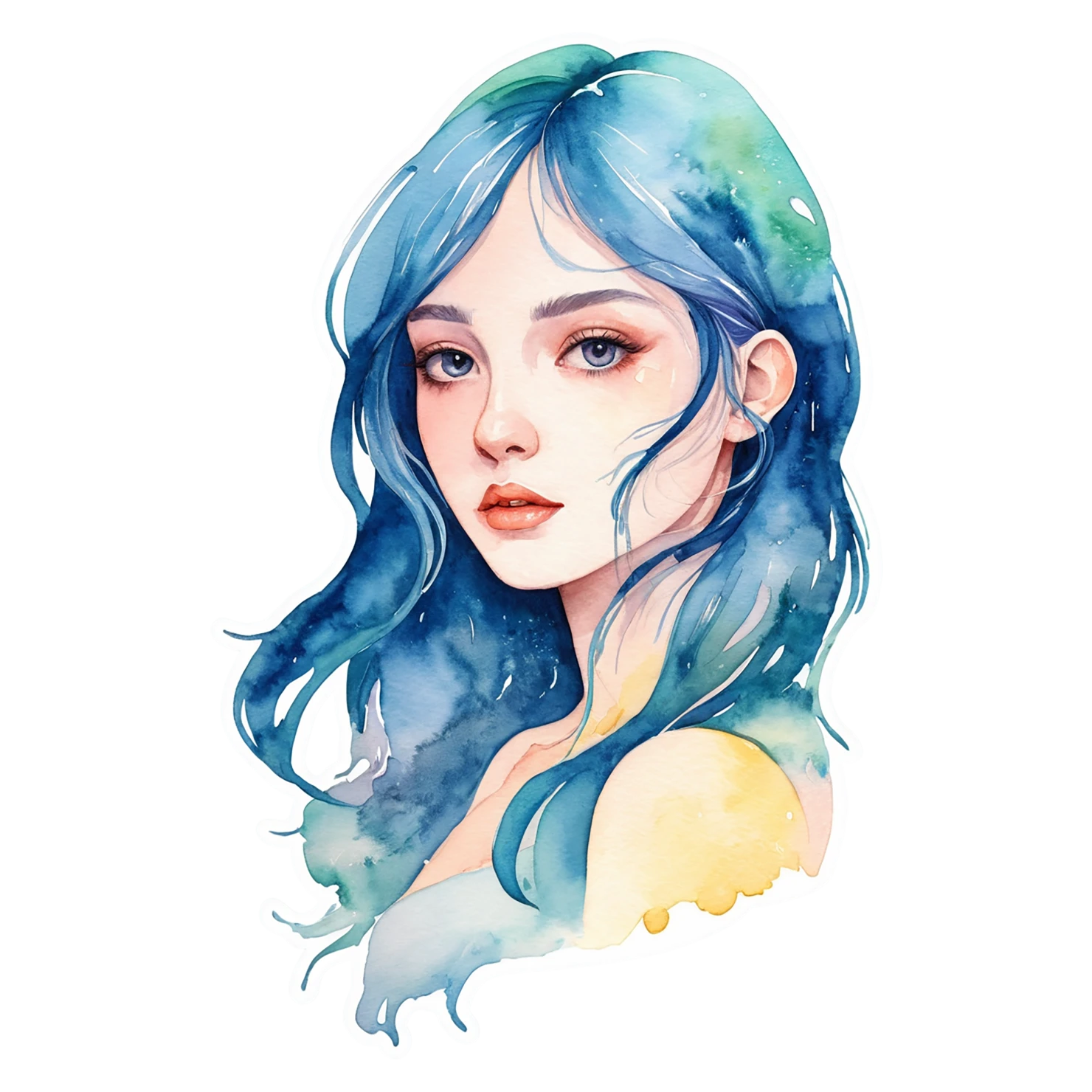 Girl watercolor sticker isolated on transparent background #17925
