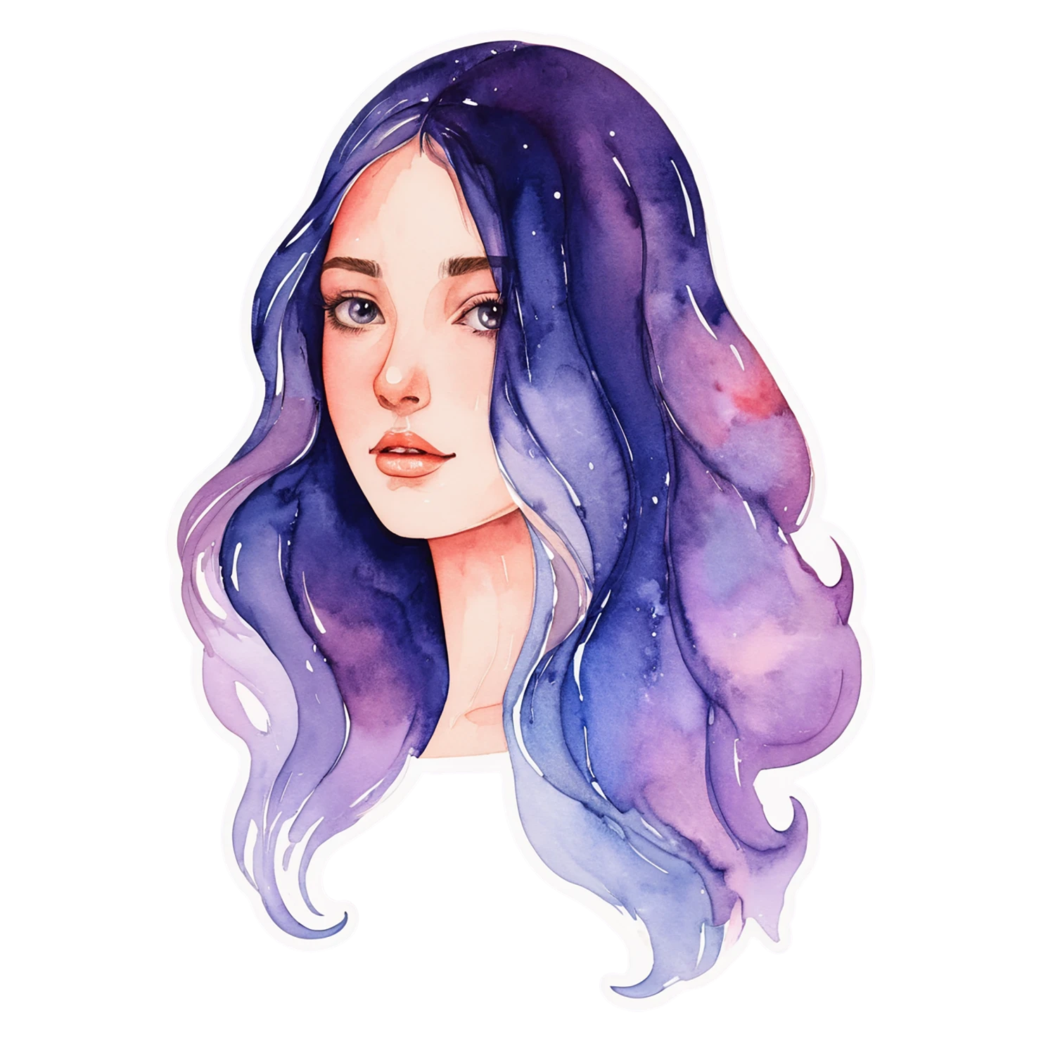 Girl watercolor sticker isolated on transparent background #17927