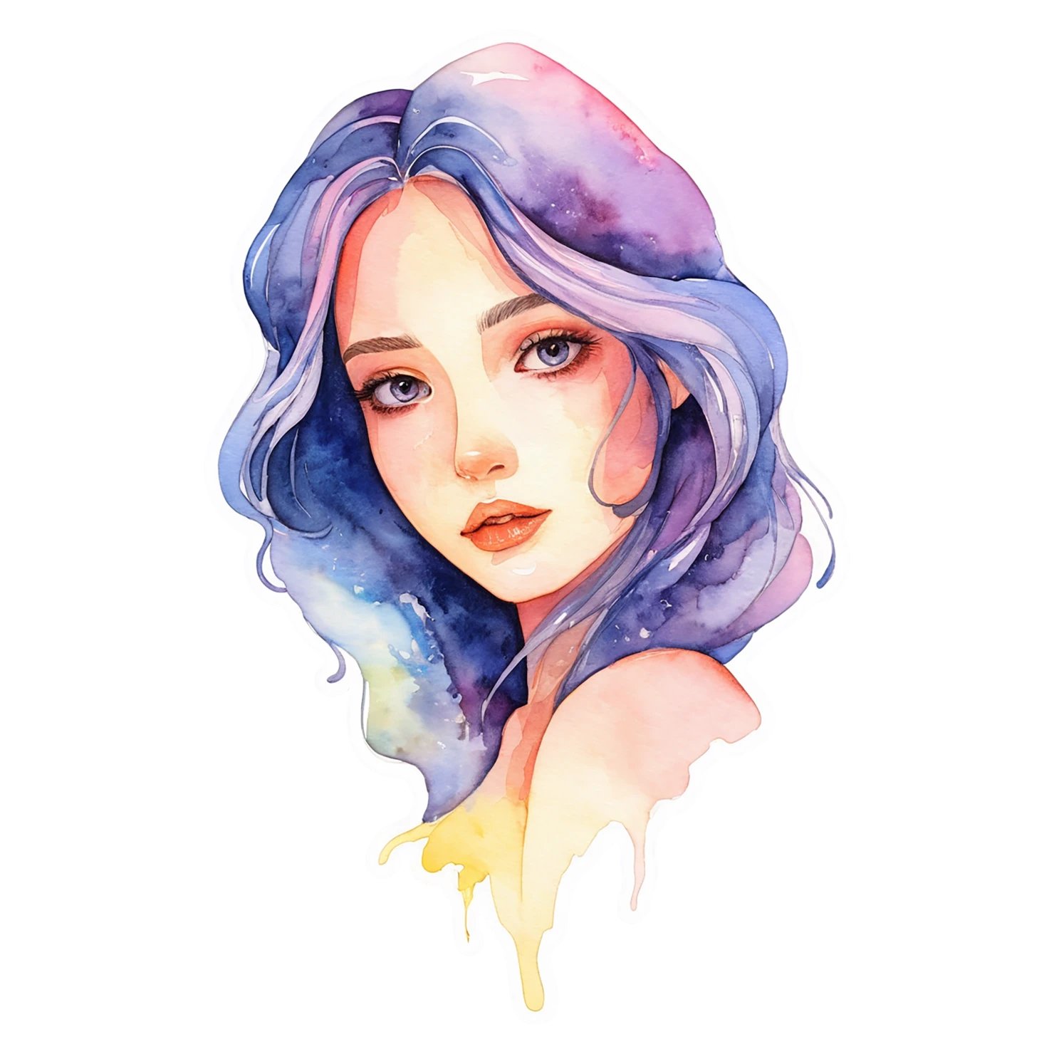 Girl watercolor sticker isolated on transparent background #17928
