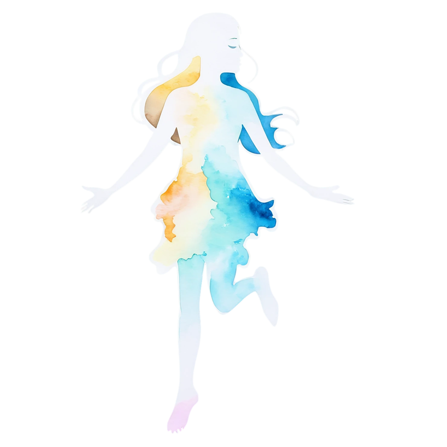 Girl watercolor sticker isolated on transparent background #17929