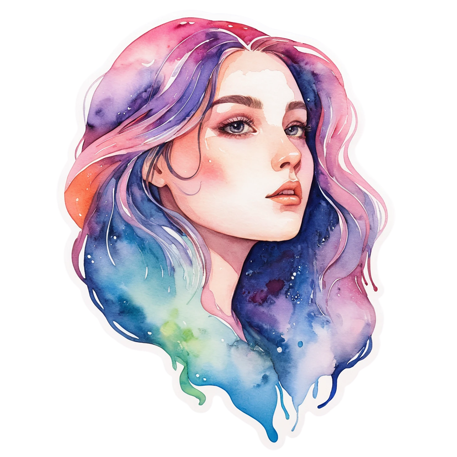 Girl watercolor sticker isolated on transparent background #17930