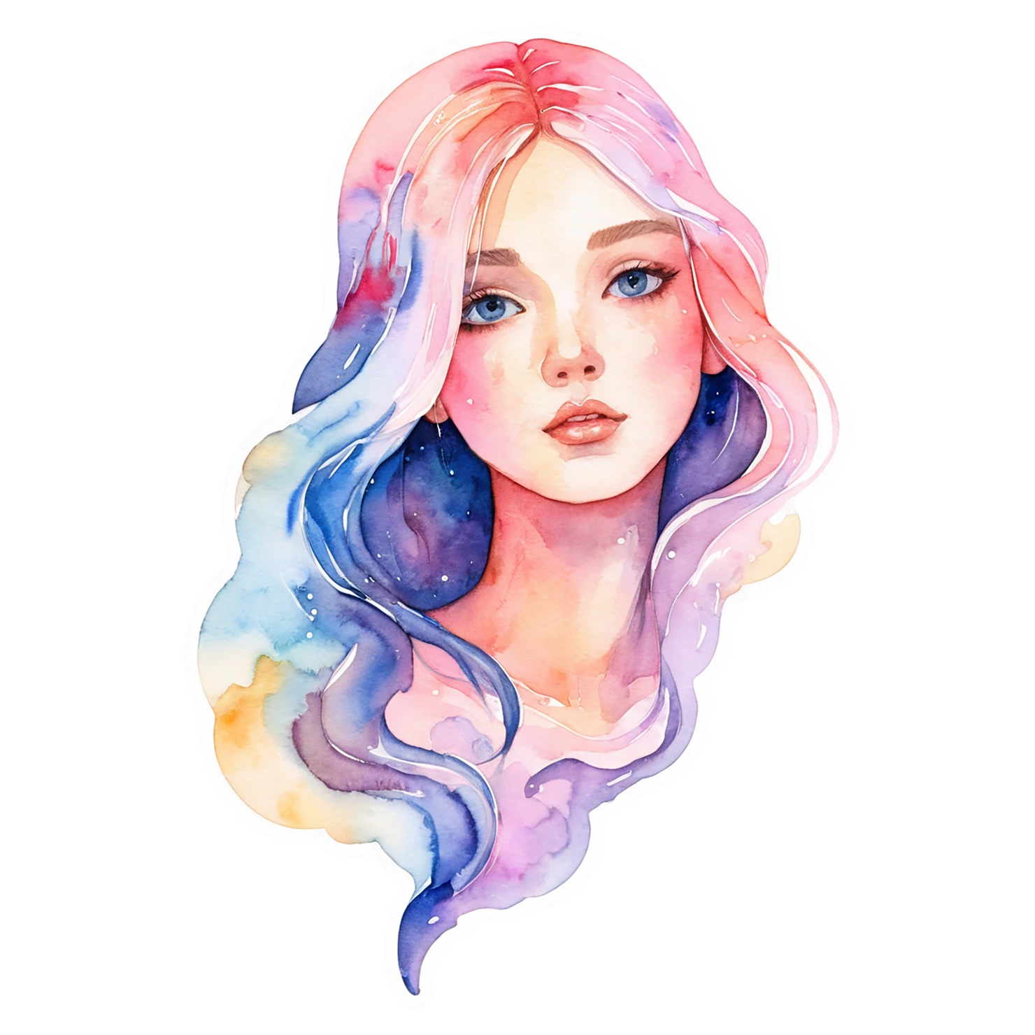Girl watercolor sticker isolated on transparent background #17931