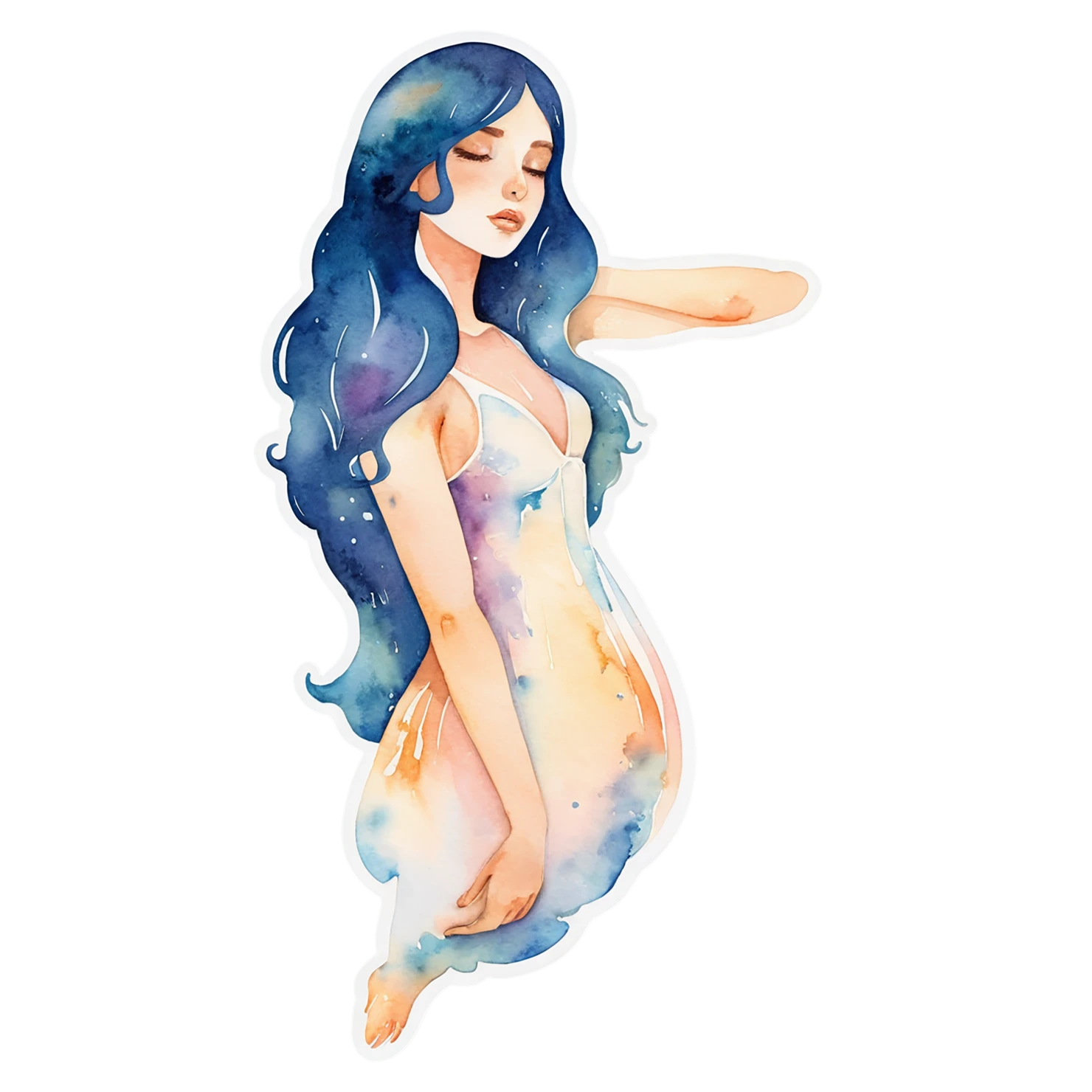 Girl watercolor sticker isolated on transparent background #17932