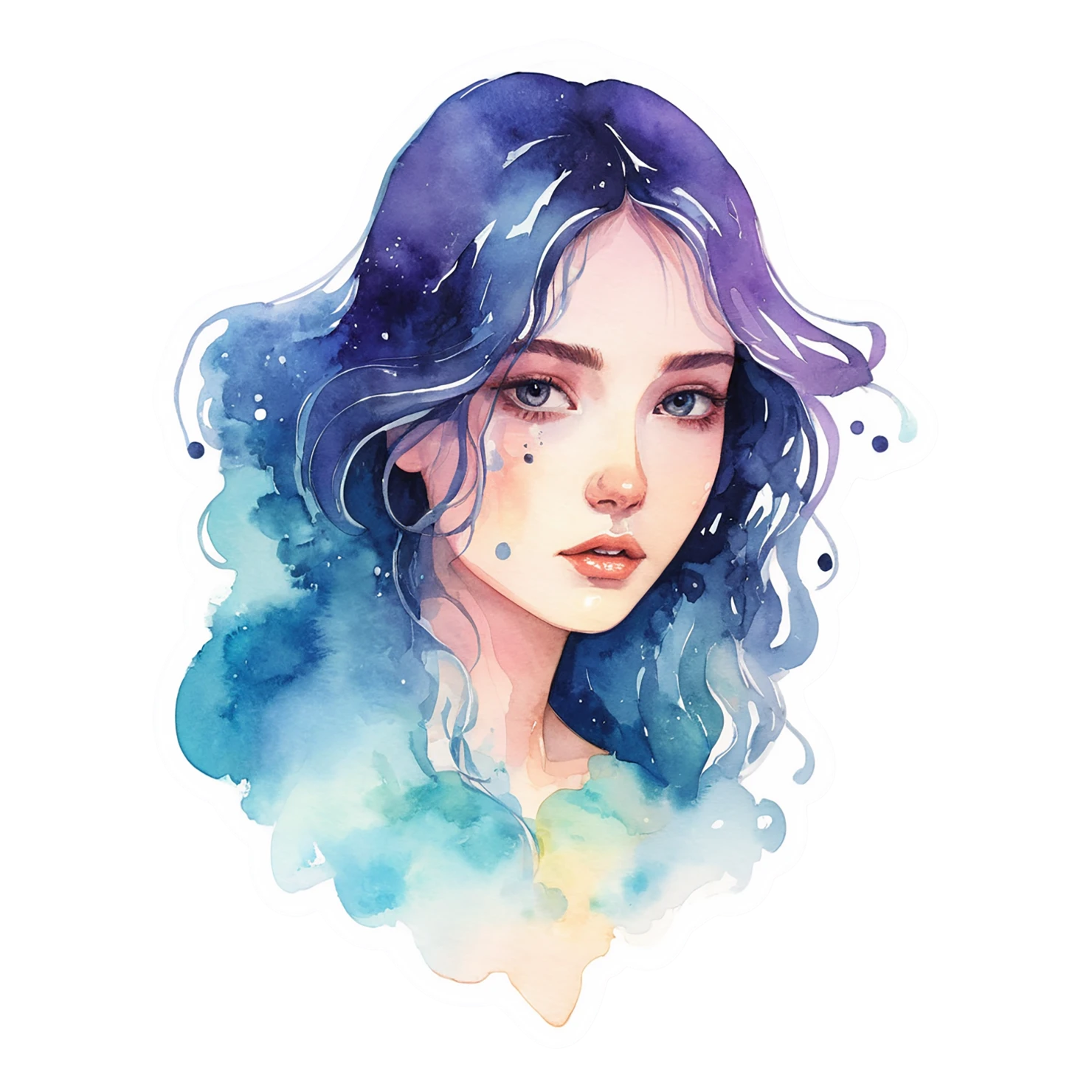 Girl watercolor sticker isolated on transparent background #17934