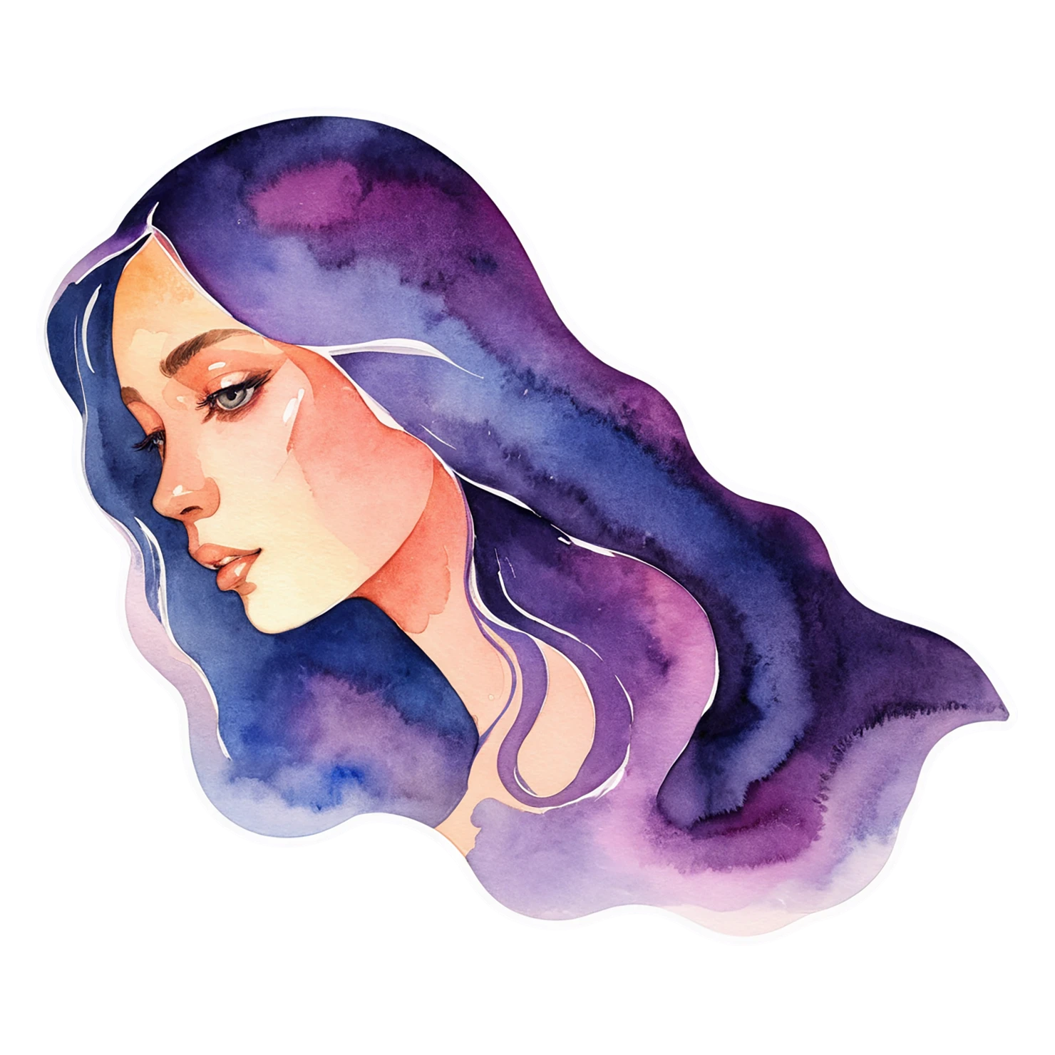 Girl watercolor sticker isolated on transparent background #17936