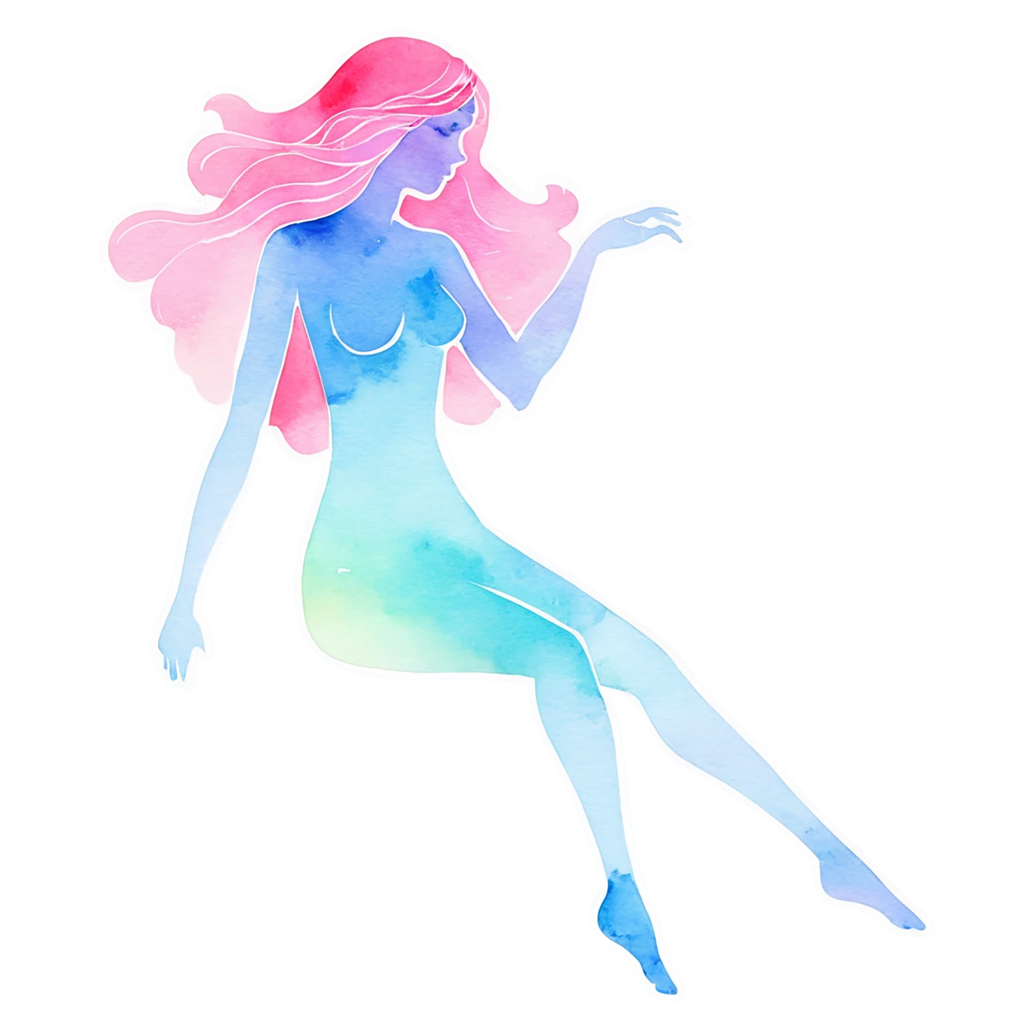 Girl watercolor sticker isolated on transparent background #17939