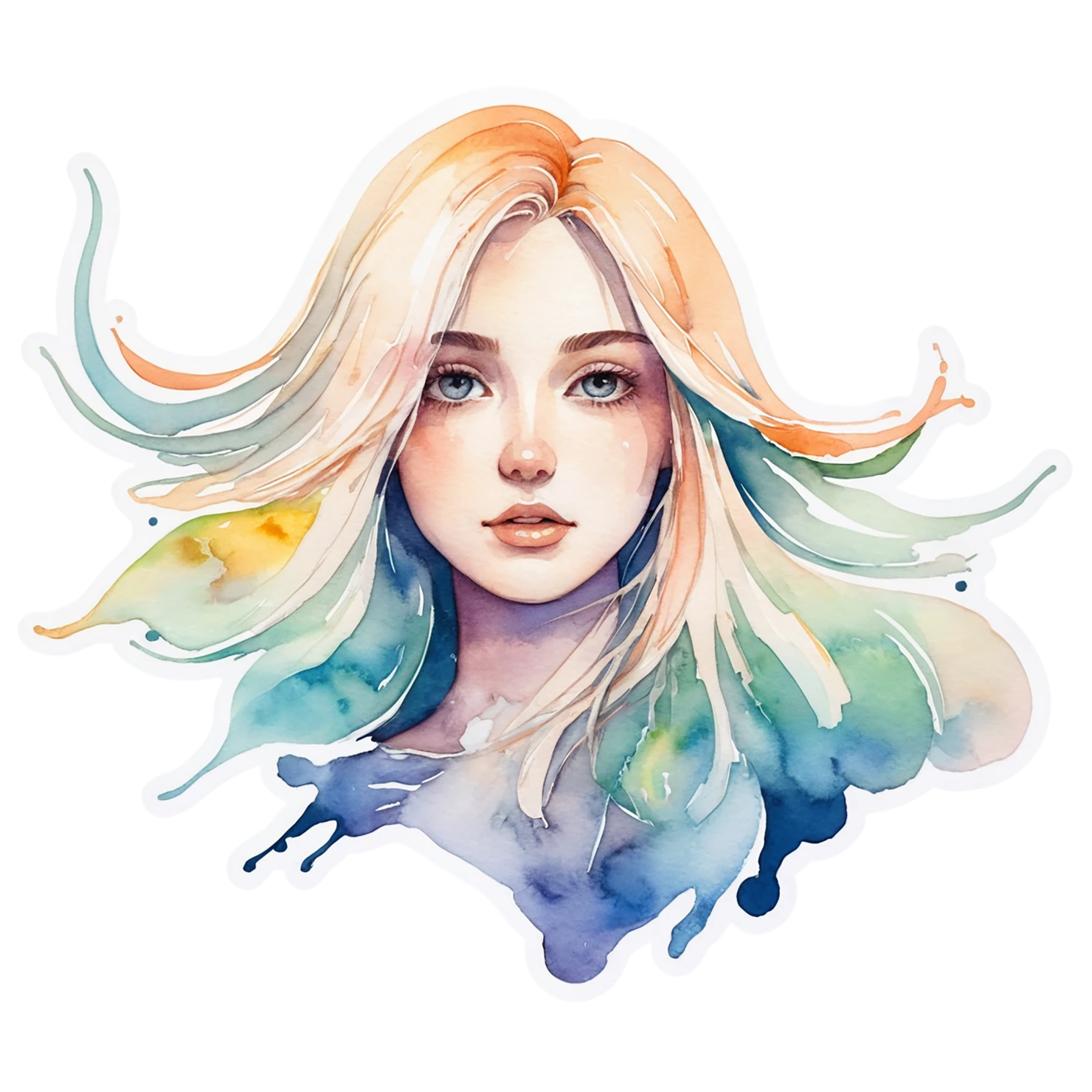 Girl watercolor sticker isolated on transparent background #17940