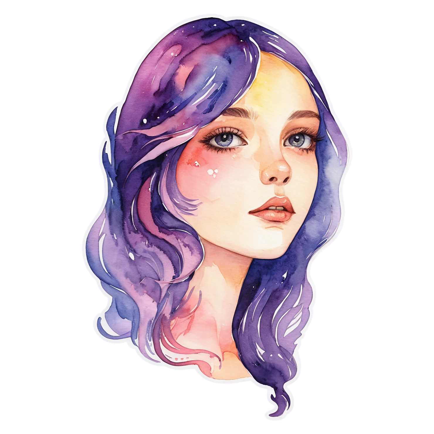 Girl watercolor sticker isolated on transparent background #17942
