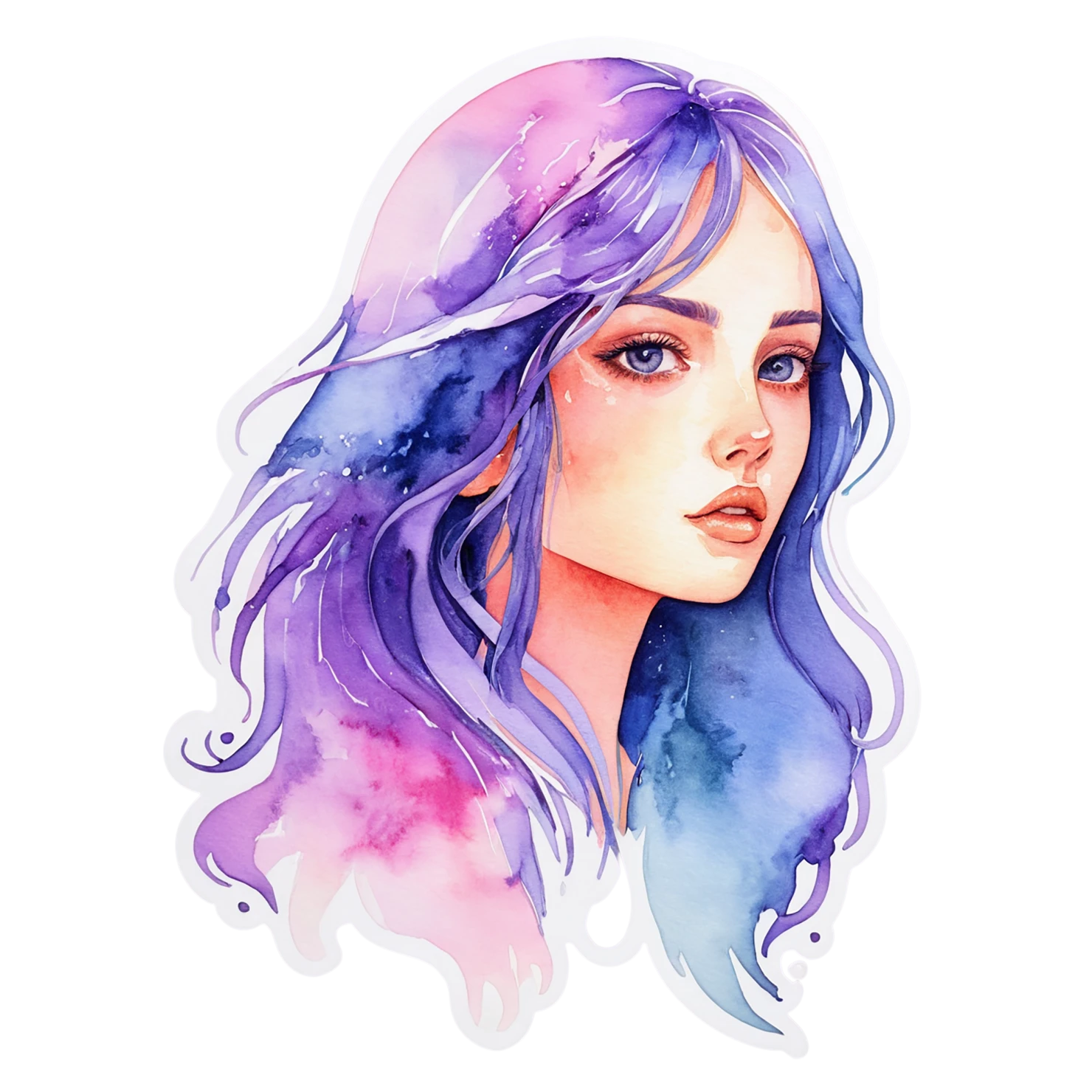 Girl watercolor sticker isolated on transparent background #17943