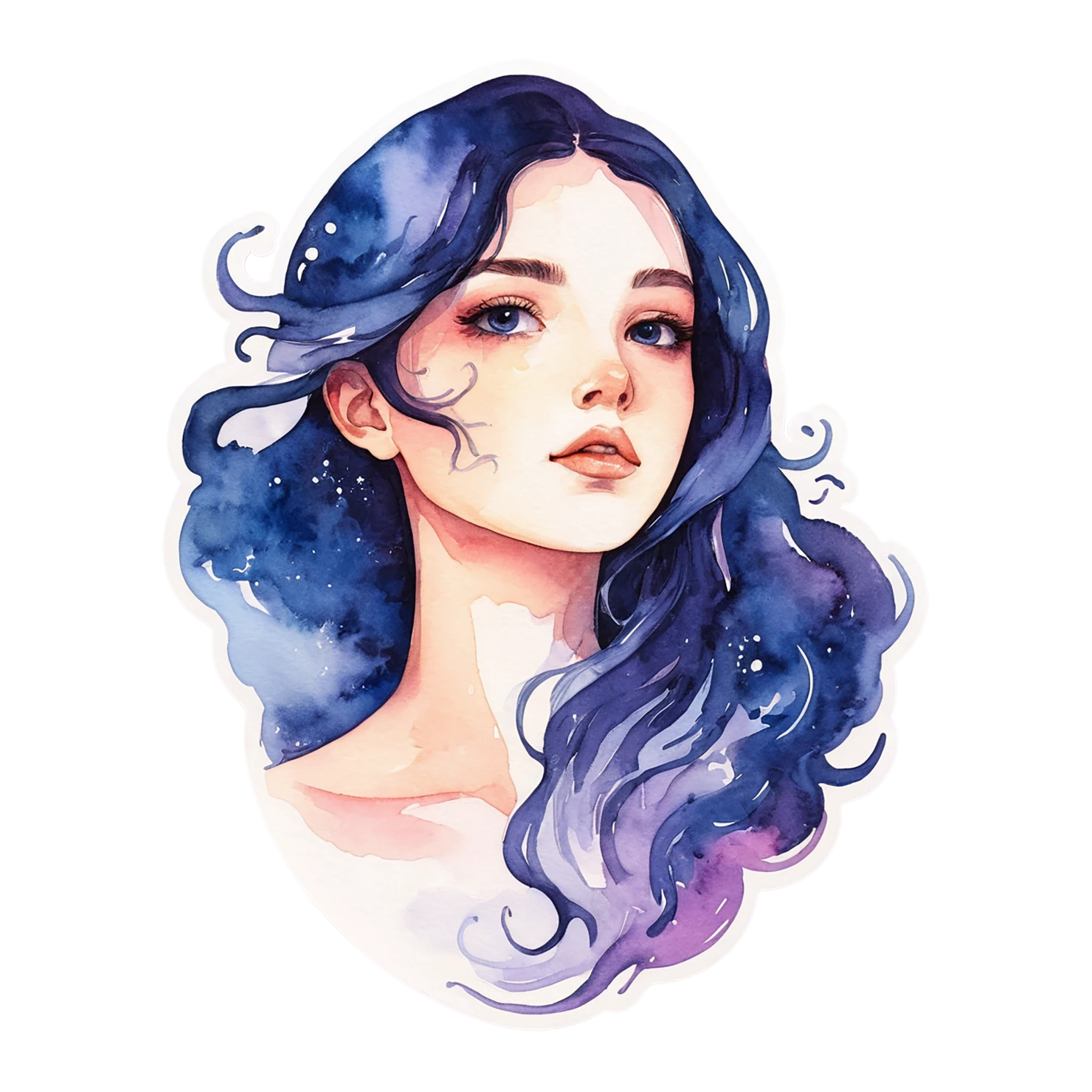 Girl watercolor sticker isolated on transparent background #17944