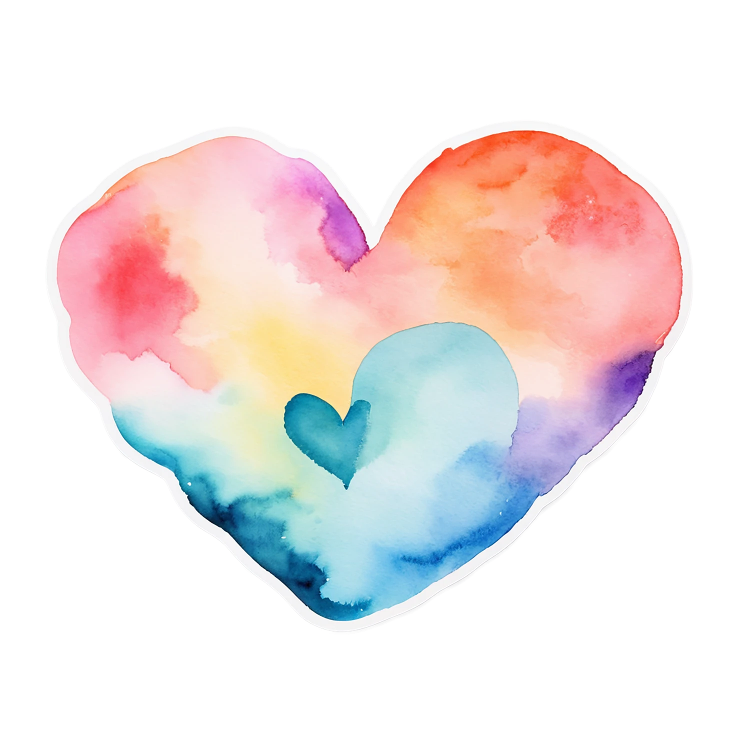 heart watercolor sticker isolated on transparent background #17953