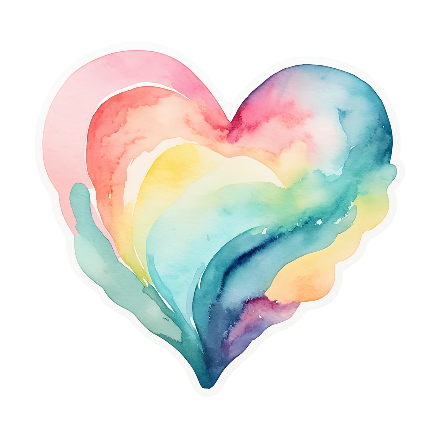 heart watercolor sticker isolated on transparent background #17960