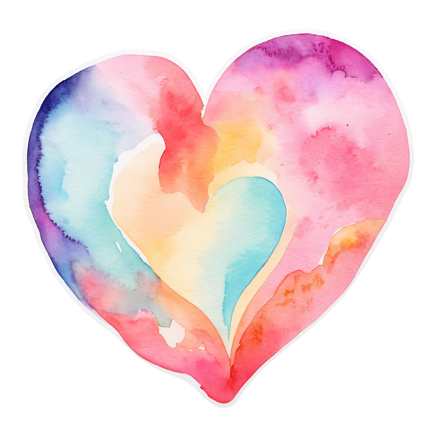 heart watercolor sticker isolated on transparent background #17966