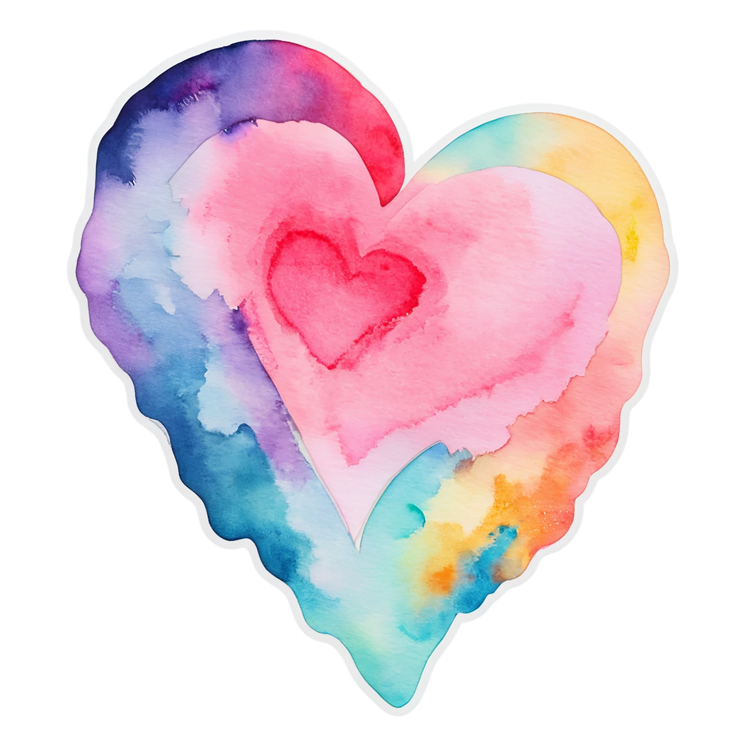 heart watercolor sticker isolated on transparent background #17985