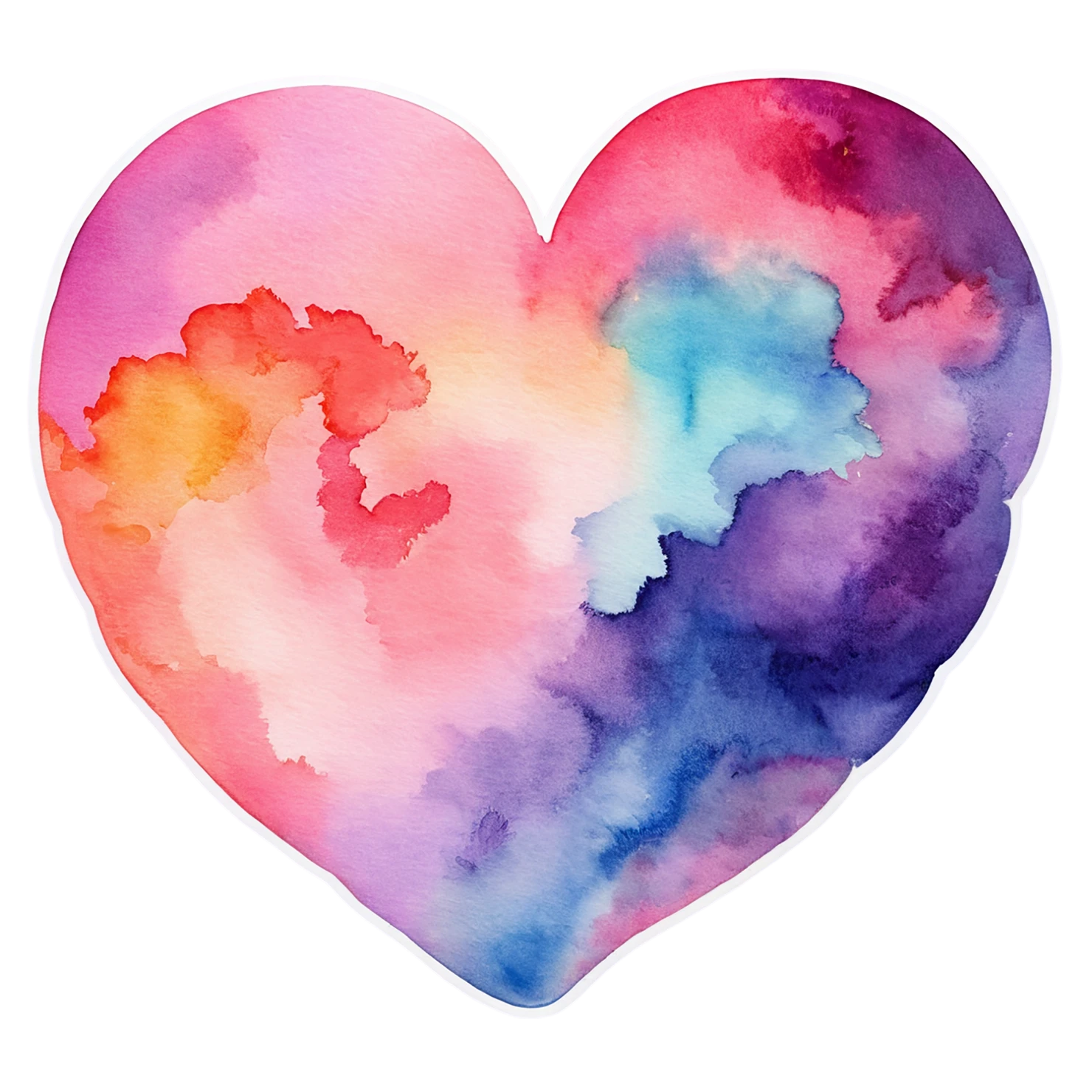 heart watercolor sticker isolated on transparent background #17999