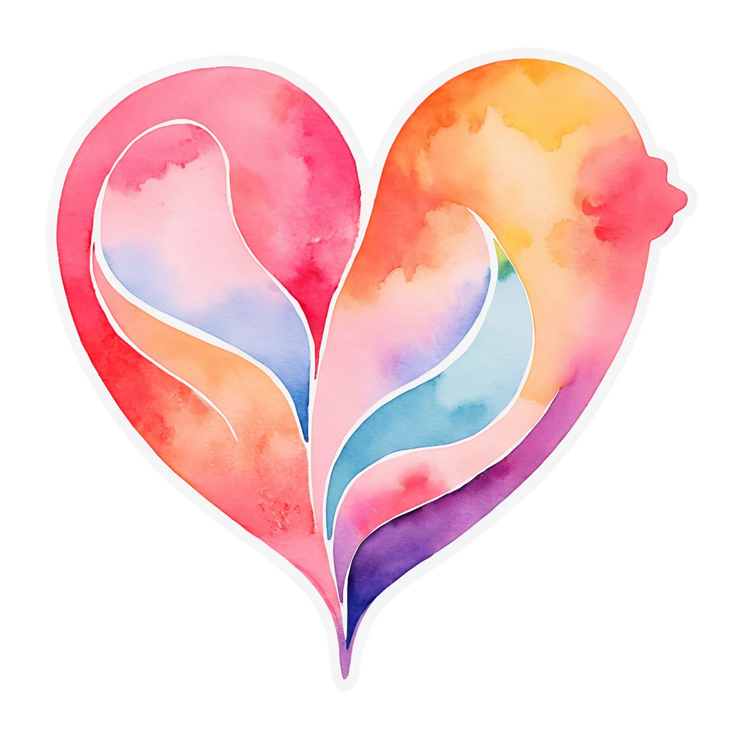 heart watercolor sticker isolated on transparent background #18007