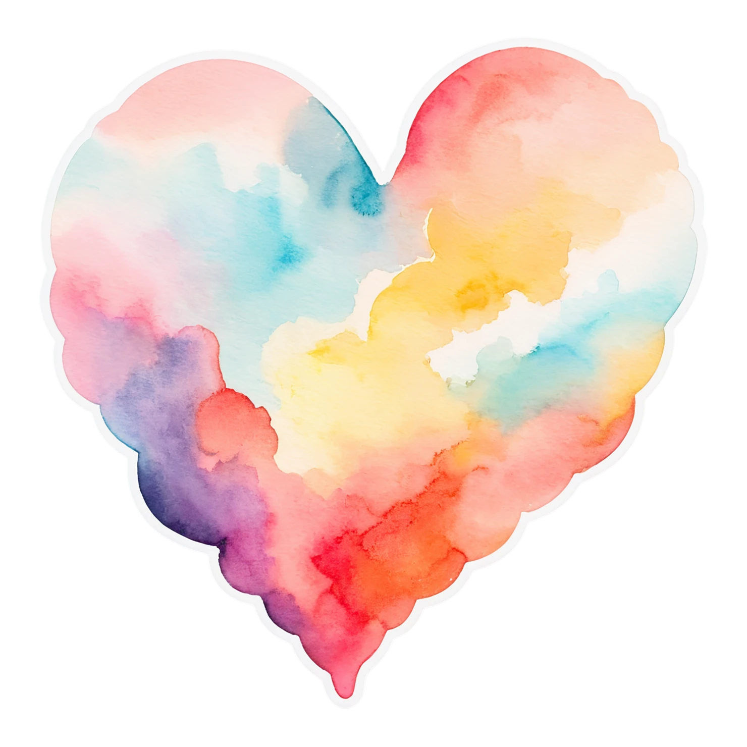 heart watercolor sticker isolated on transparent background #18019