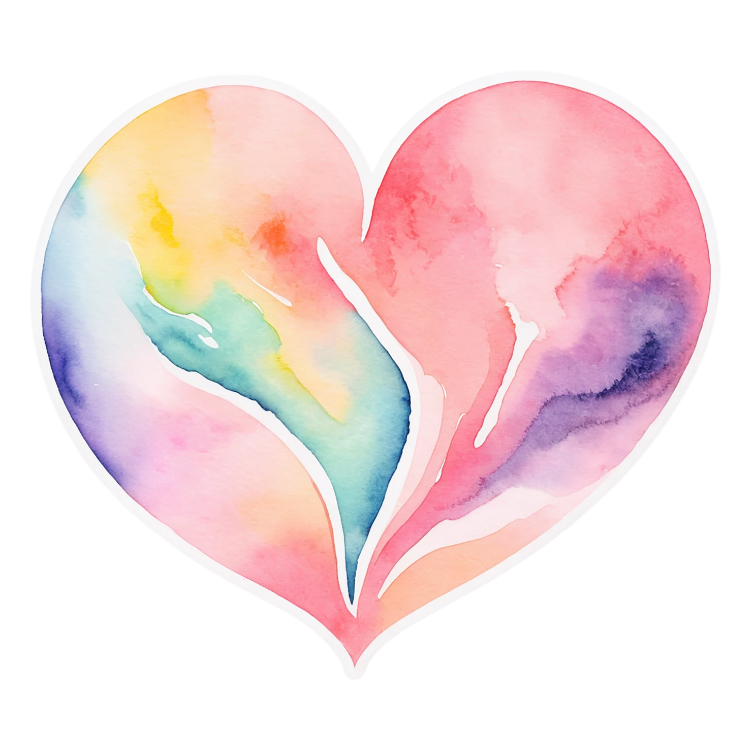 heart watercolor sticker isolated on transparent background #18020