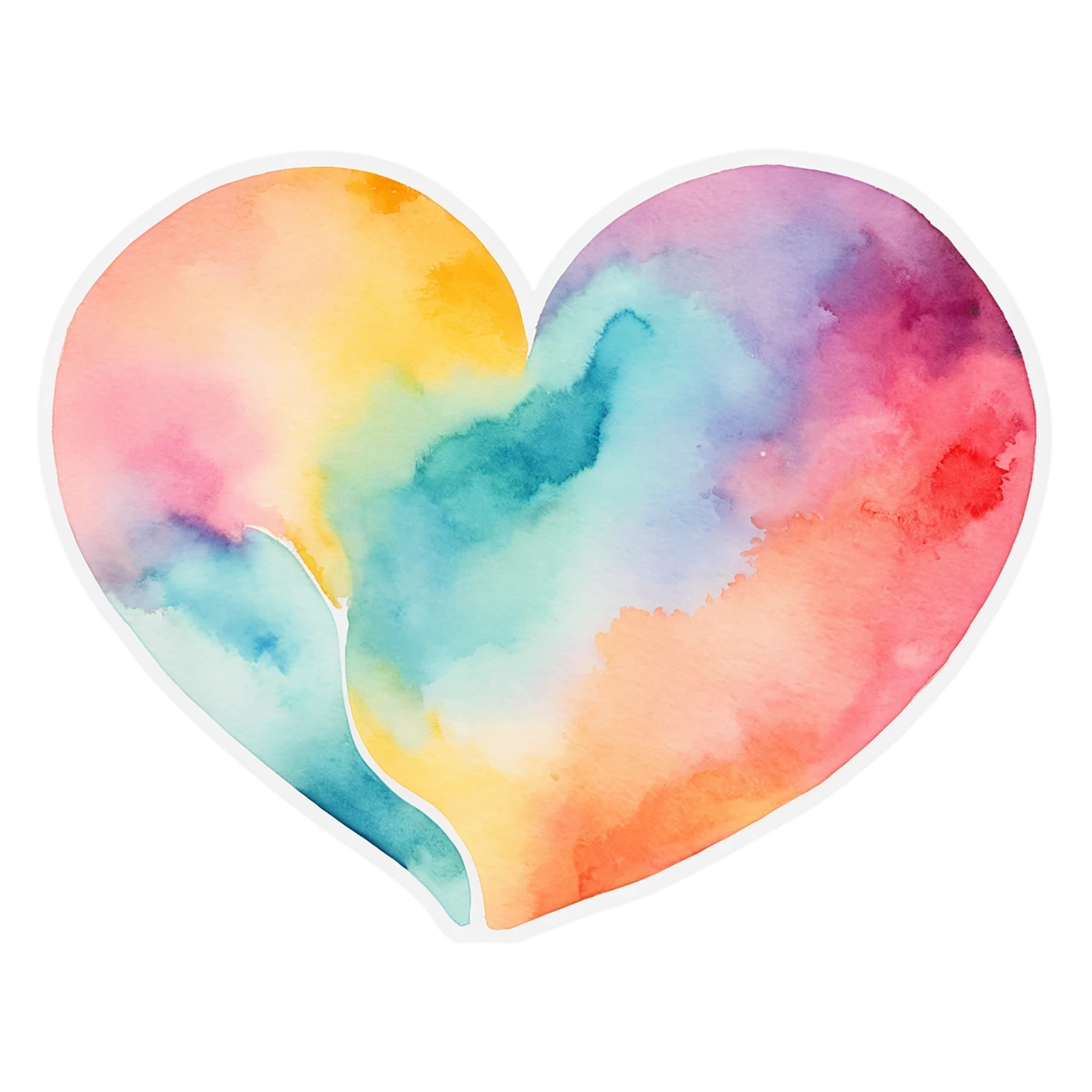 heart watercolor sticker isolated on transparent background #18022
