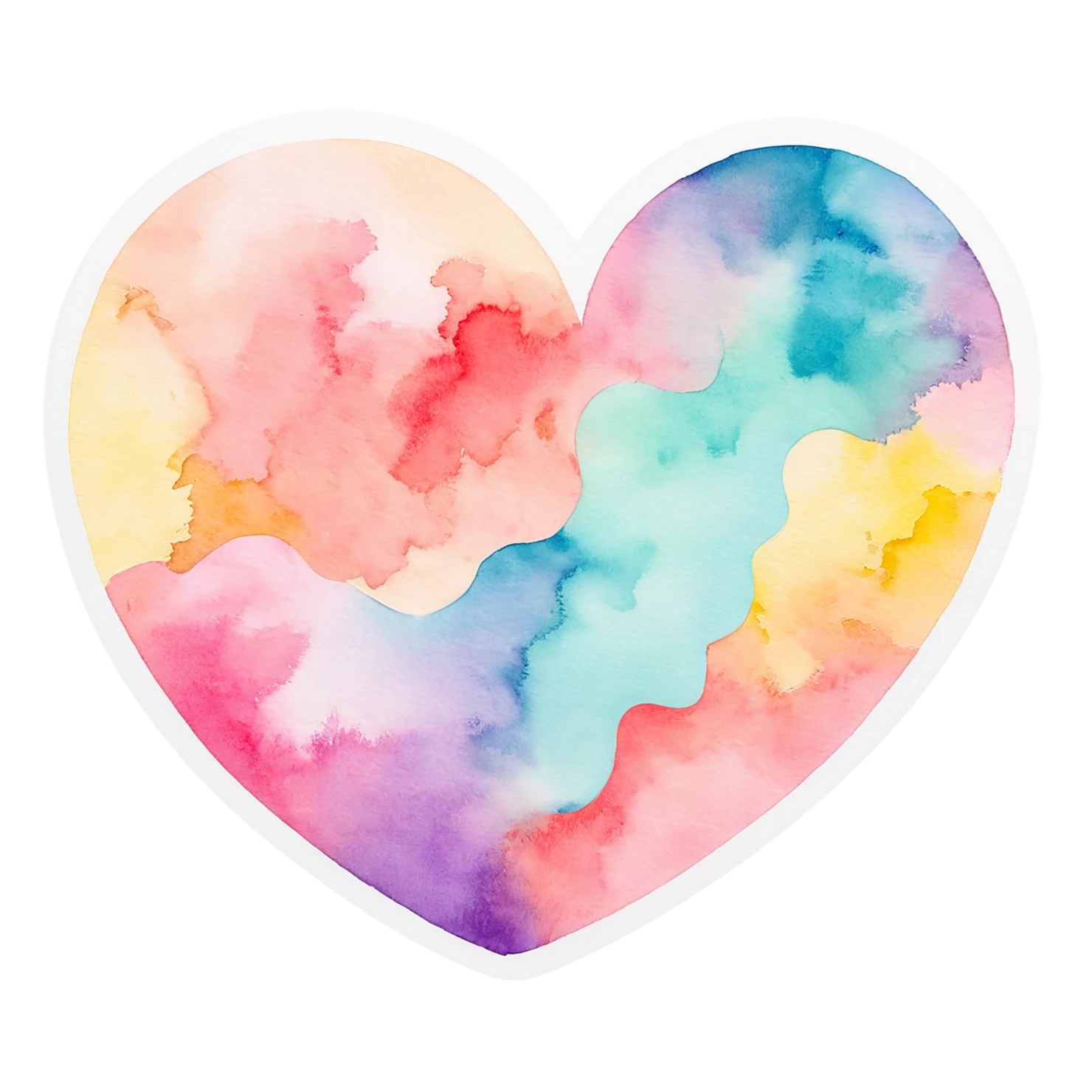 heart watercolor sticker isolated on transparent background #18032