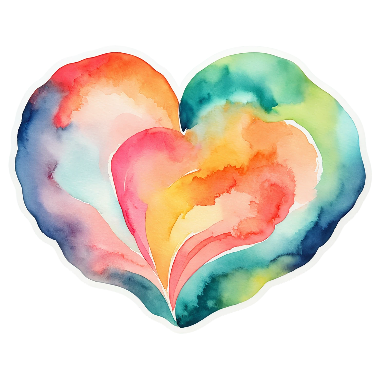heart watercolor sticker isolated on transparent background #18043