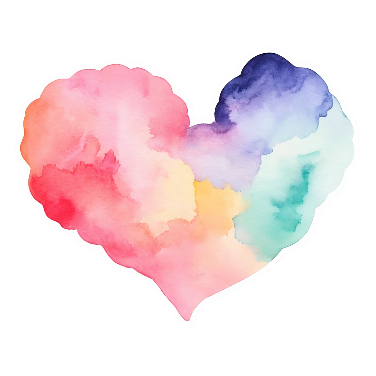 heart watercolor sticker isolated on transparent background #18052