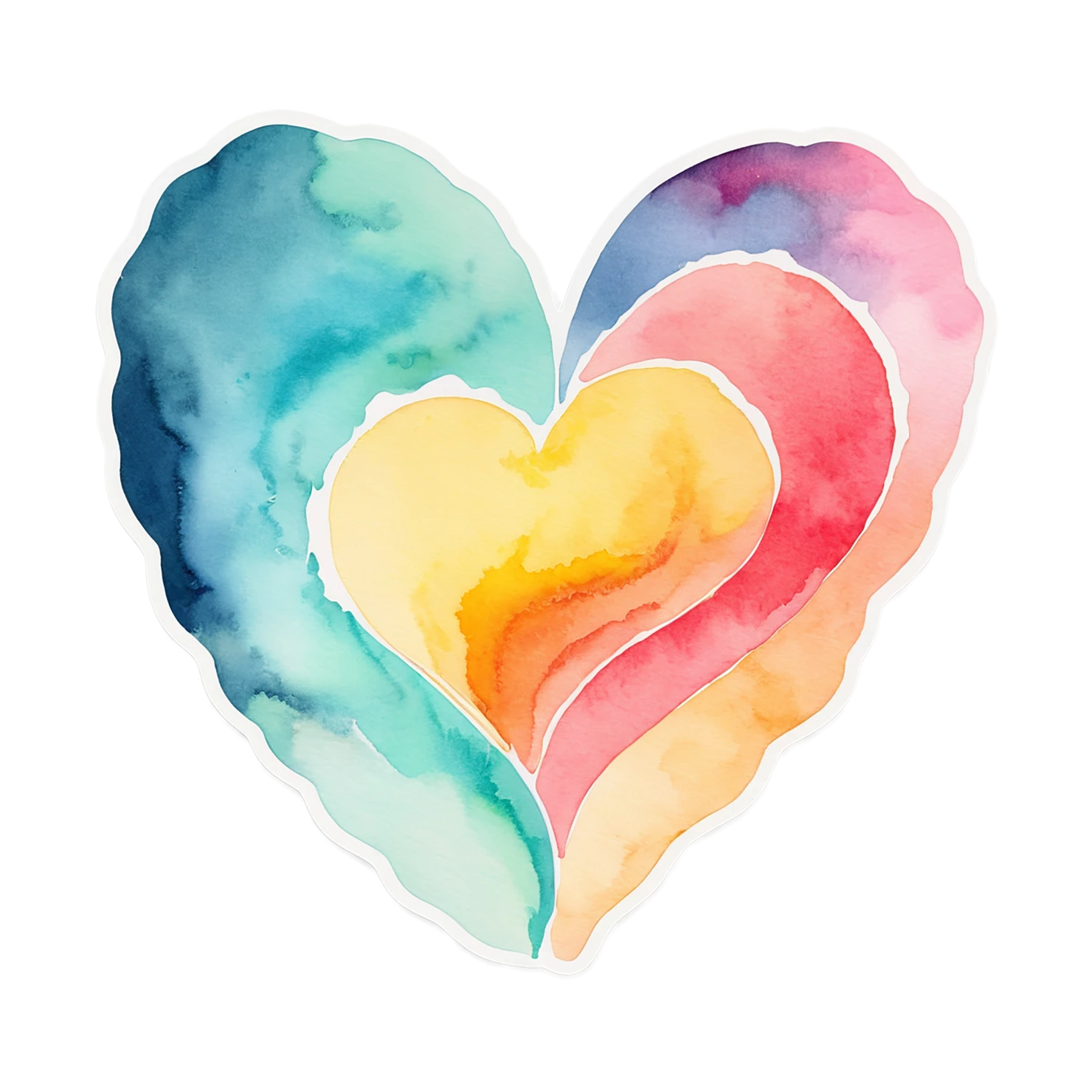 heart watercolor sticker isolated on transparent background #18178