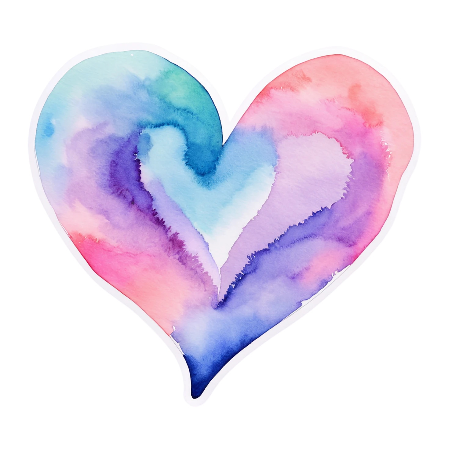 heart watercolor sticker isolated on transparent background #18180