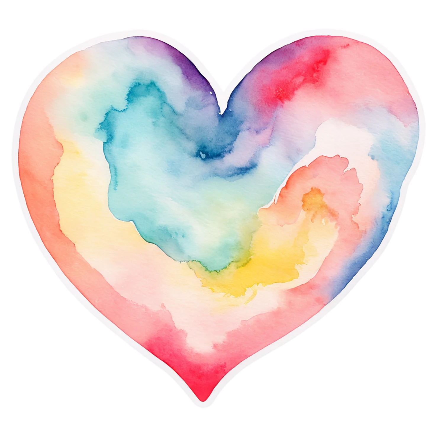 heart watercolor sticker isolated on transparent background #18184