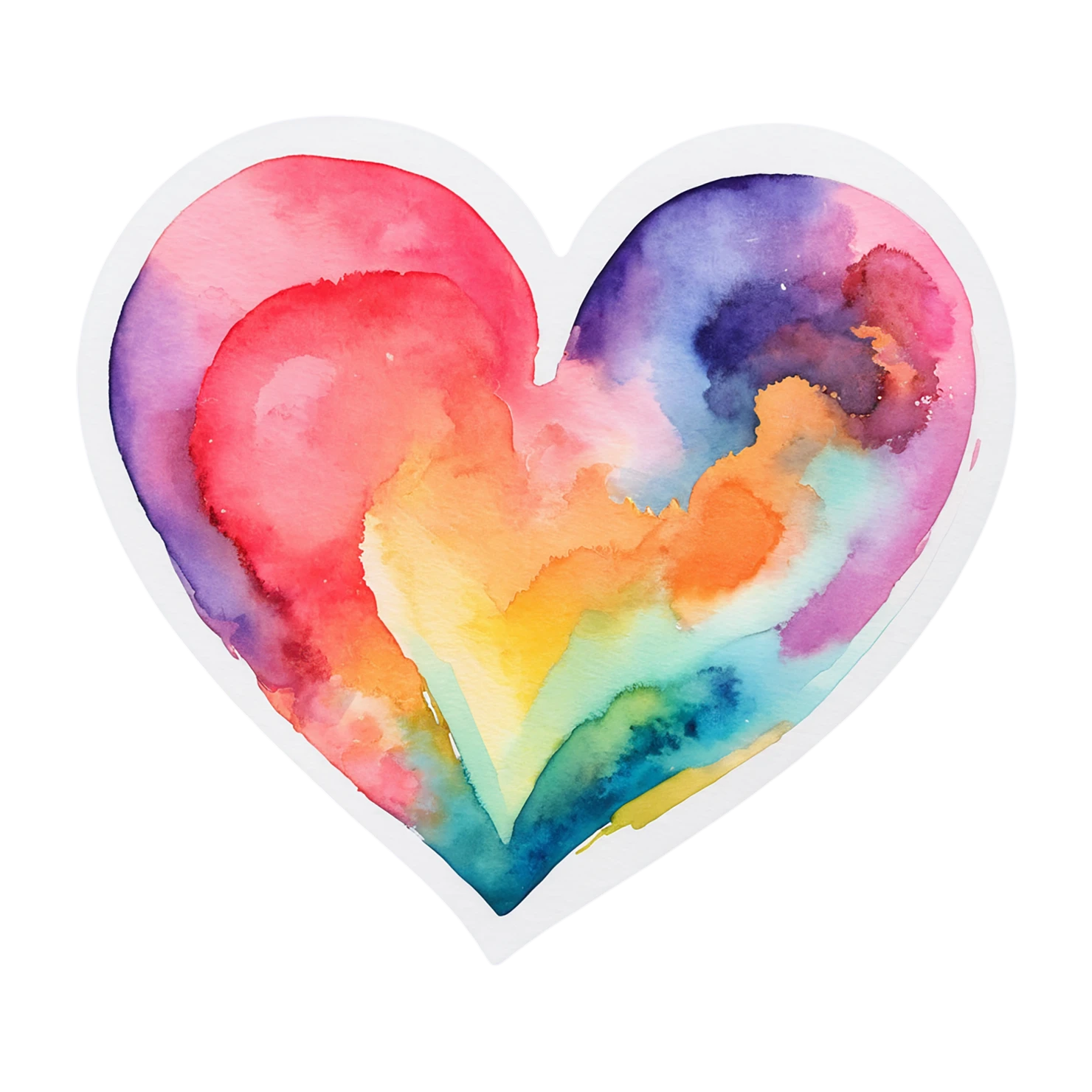 heart watercolor sticker isolated on transparent background #18185