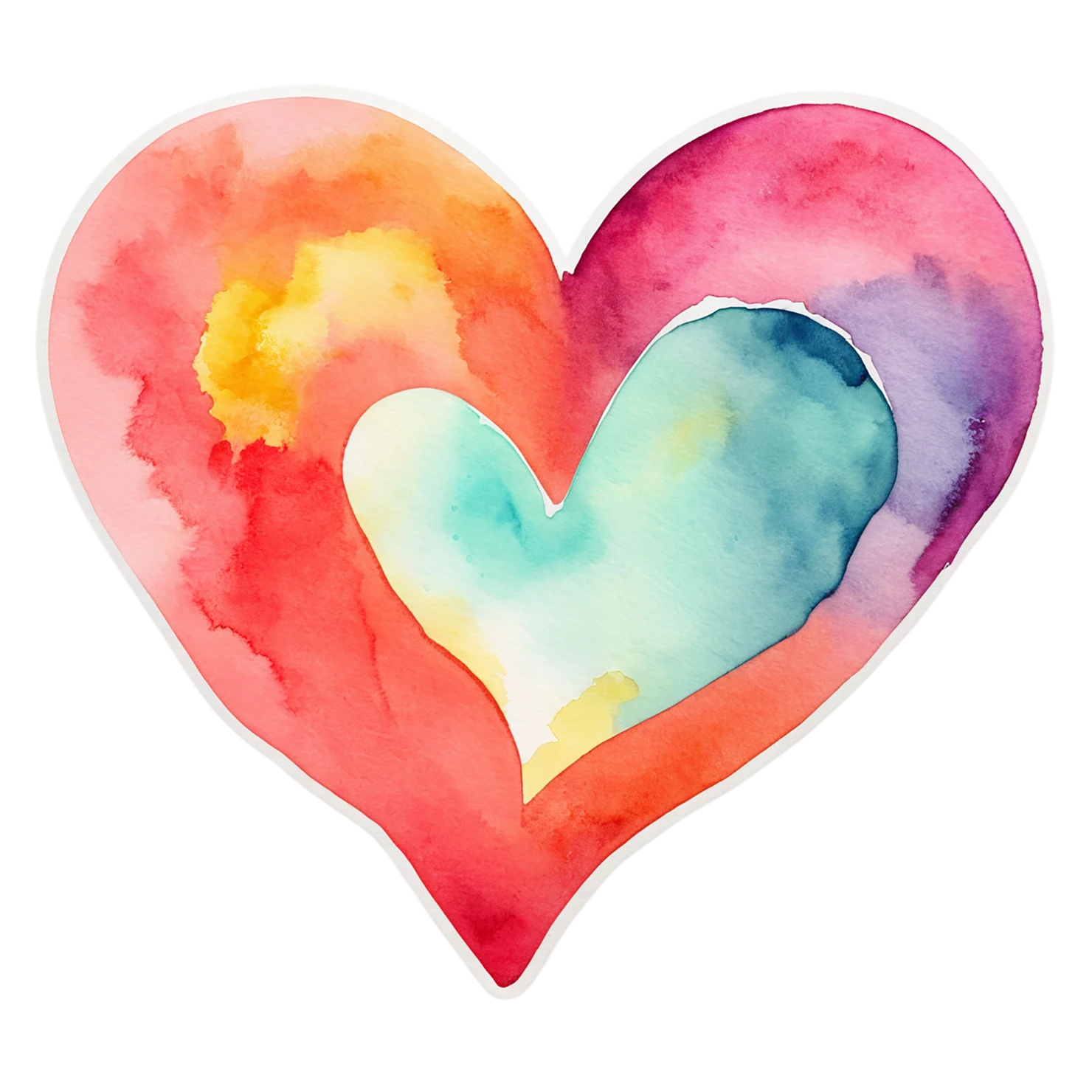 heart watercolor sticker isolated on transparent background #18192