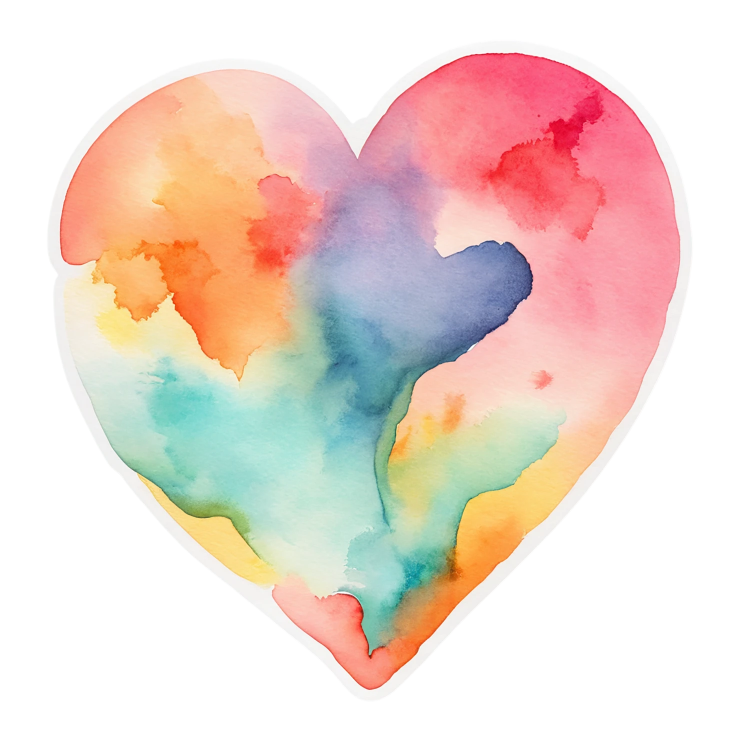 heart watercolor sticker isolated on transparent background #18196