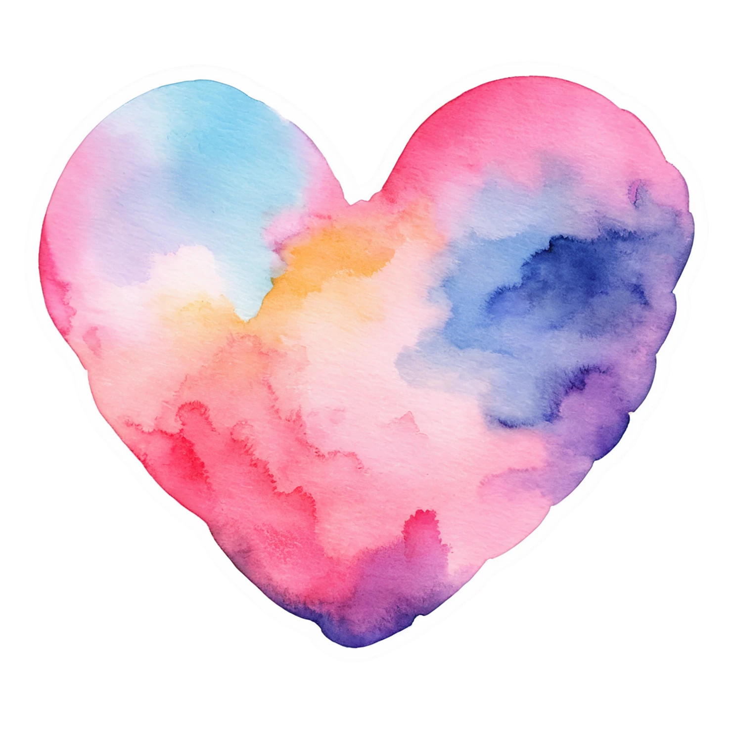 heart watercolor sticker isolated on transparent background #18203