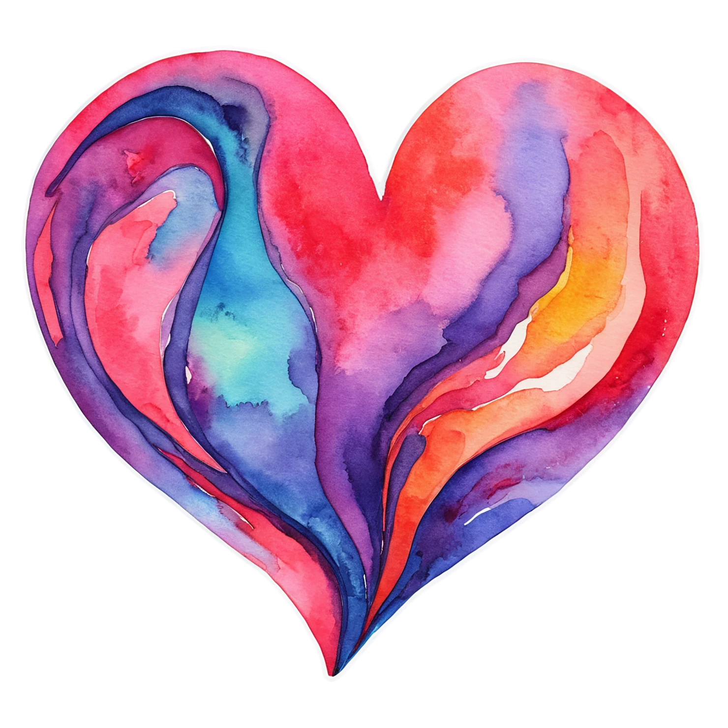 heart watercolor sticker isolated on transparent background #18205