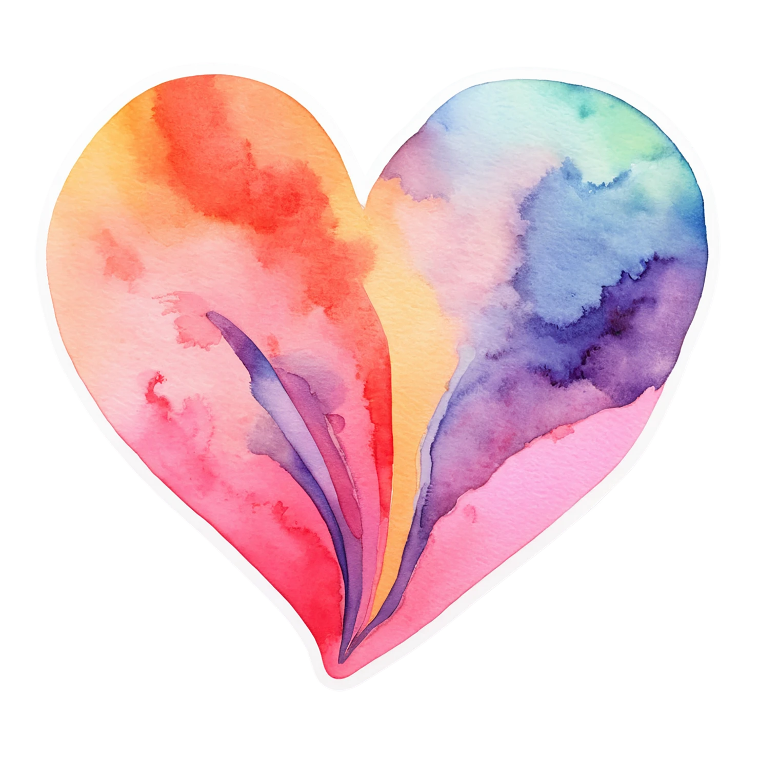 heart watercolor sticker isolated on transparent background #18210