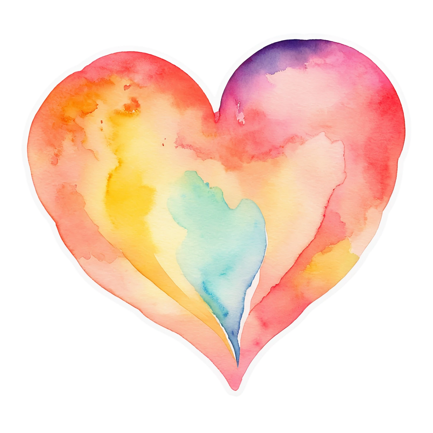 heart watercolor sticker isolated on transparent background #18212