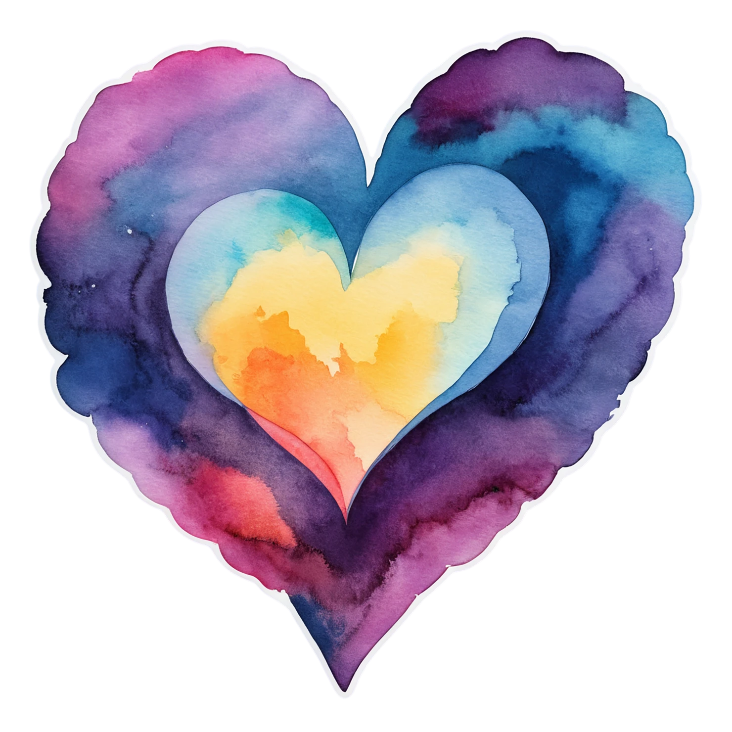 heart watercolor sticker isolated on transparent background #18213