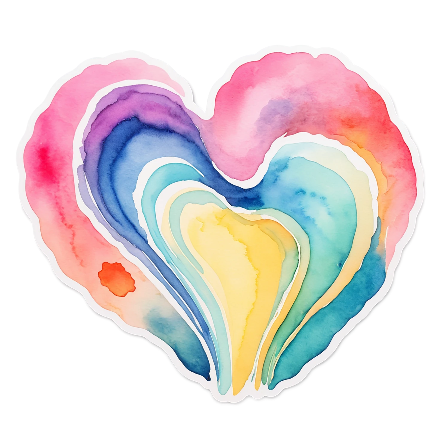 heart watercolor sticker isolated on transparent background #18214