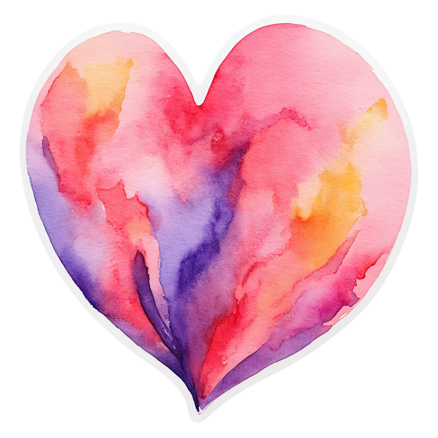 heart watercolor sticker isolated on transparent background #18216