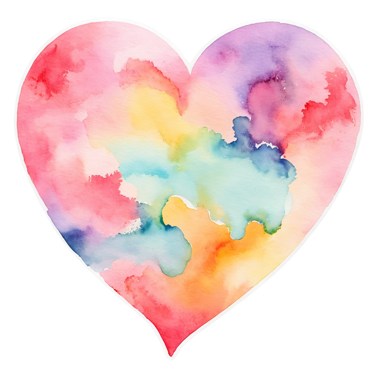 heart watercolor sticker isolated on transparent background #18217